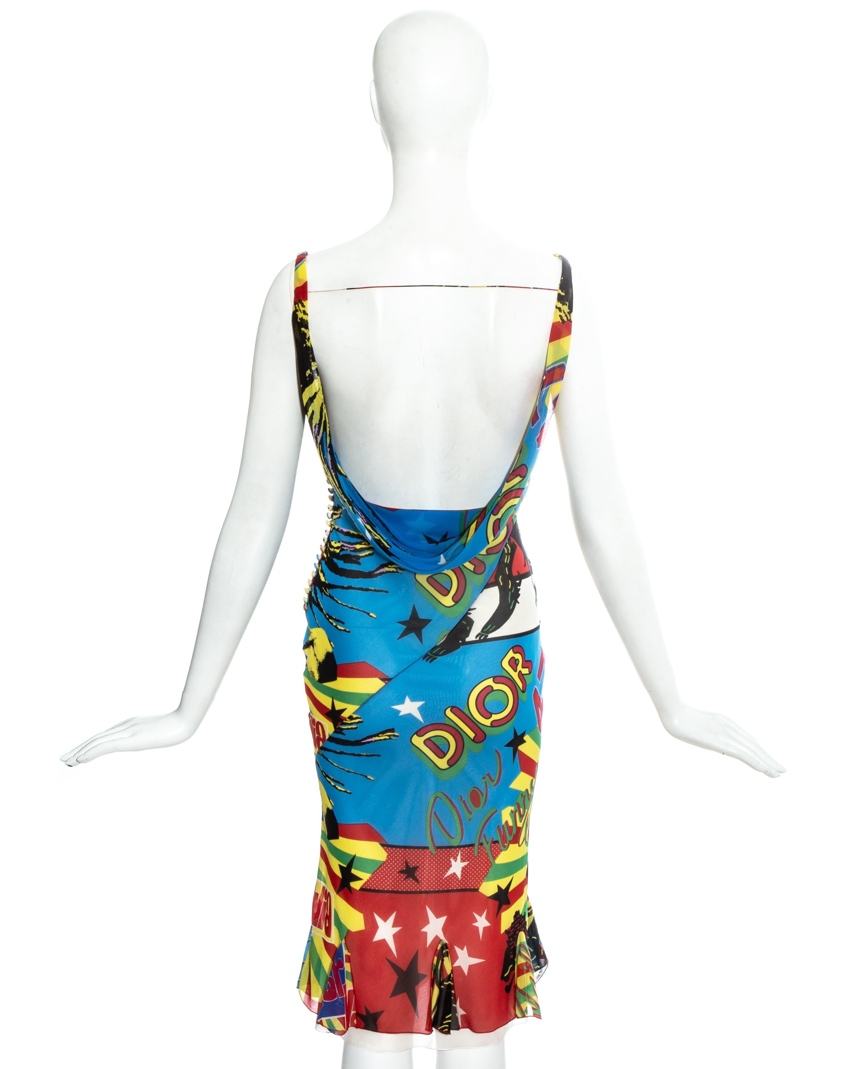 Christian Dior by John Galliano silk chiffon Rasta Mania evening dress, ss 2004 In Excellent Condition In London, GB