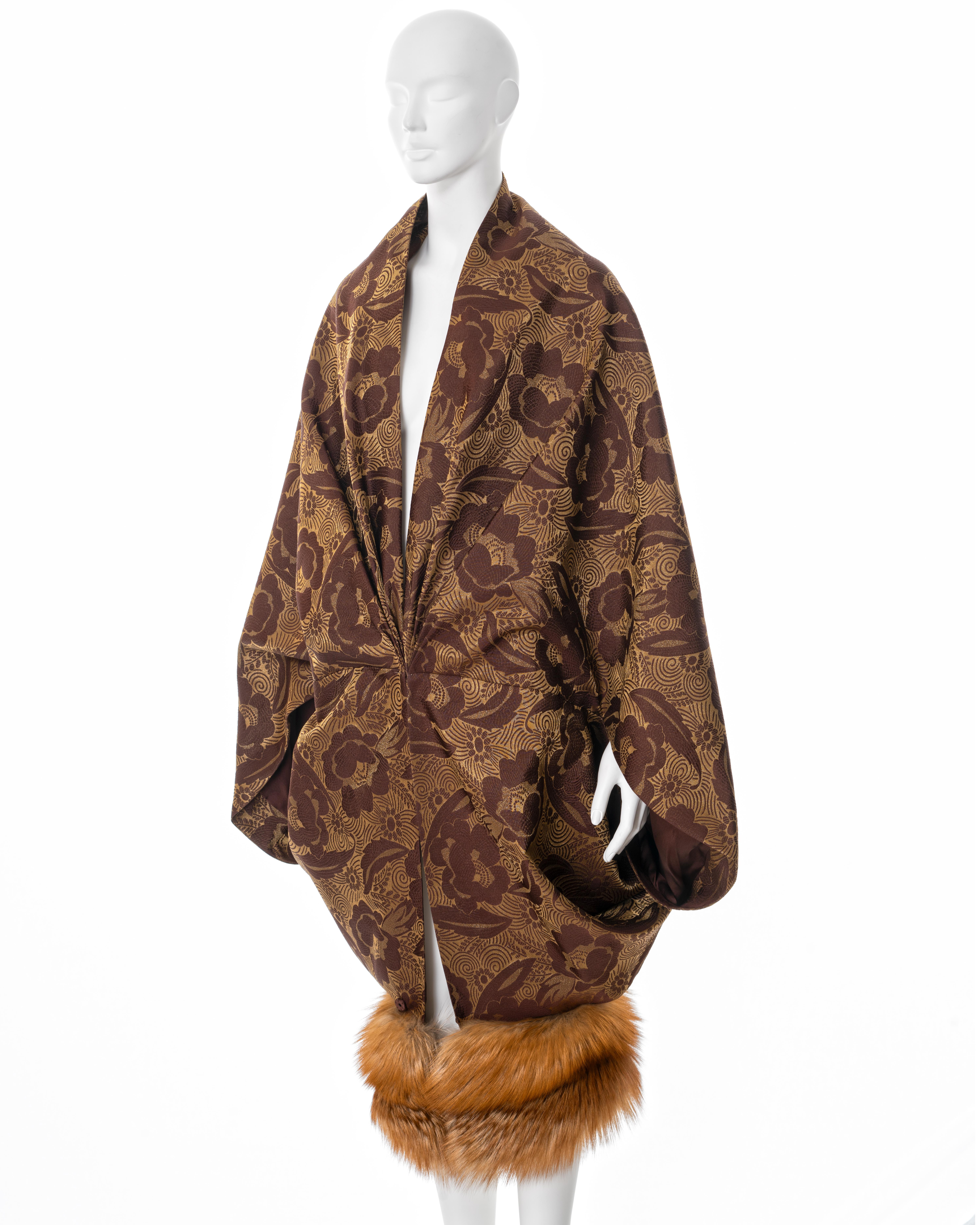 Christian Dior by John Galliano silk cocoon coat with fox fur collar, ss 2008 For Sale 8