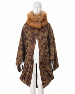 Christian Dior by John Galliano silk cocoon coat with fox fur collar, ss 2008