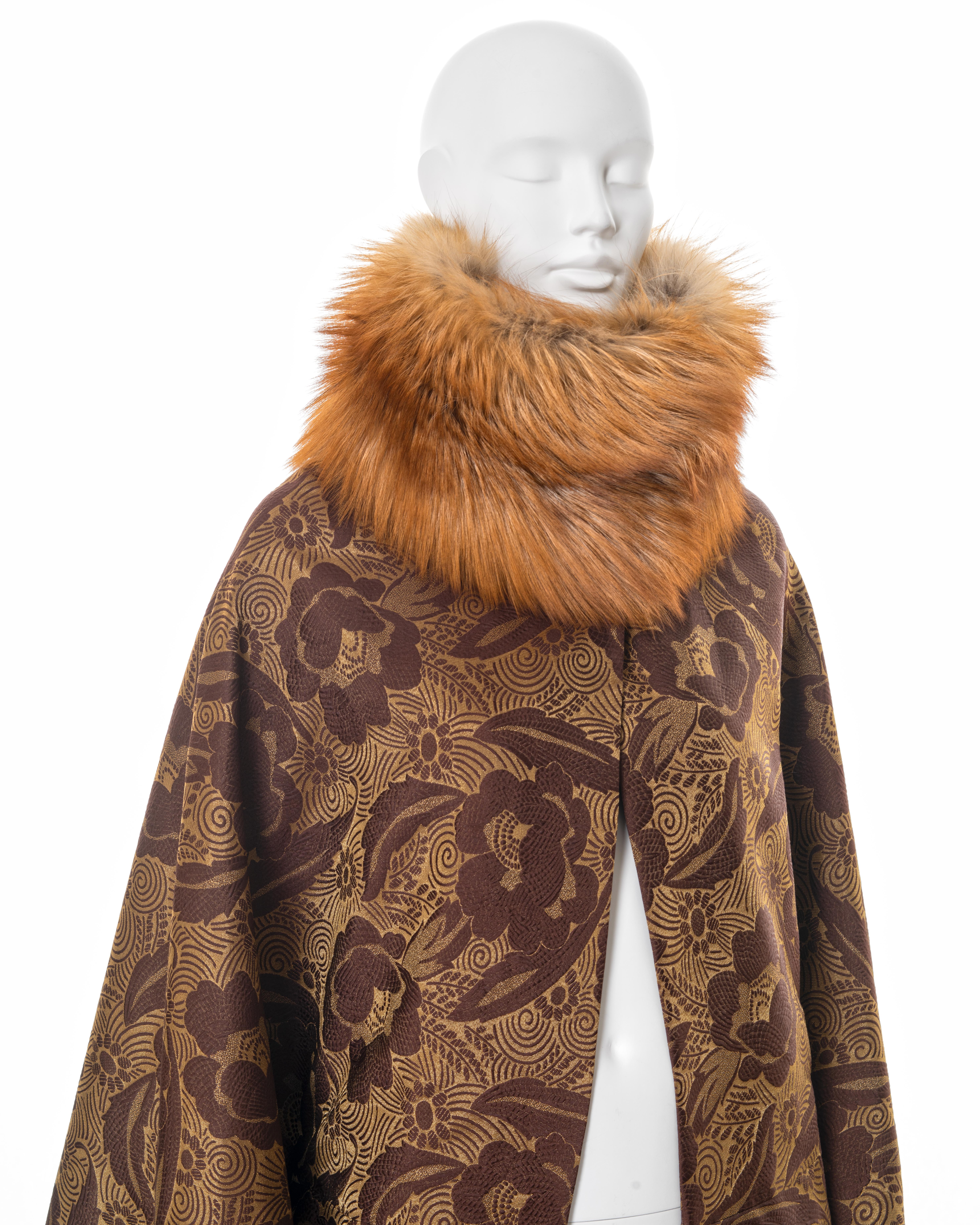 Christian Dior by John Galliano silk cocoon coat with fox fur collar, ss 2008 For Sale 1