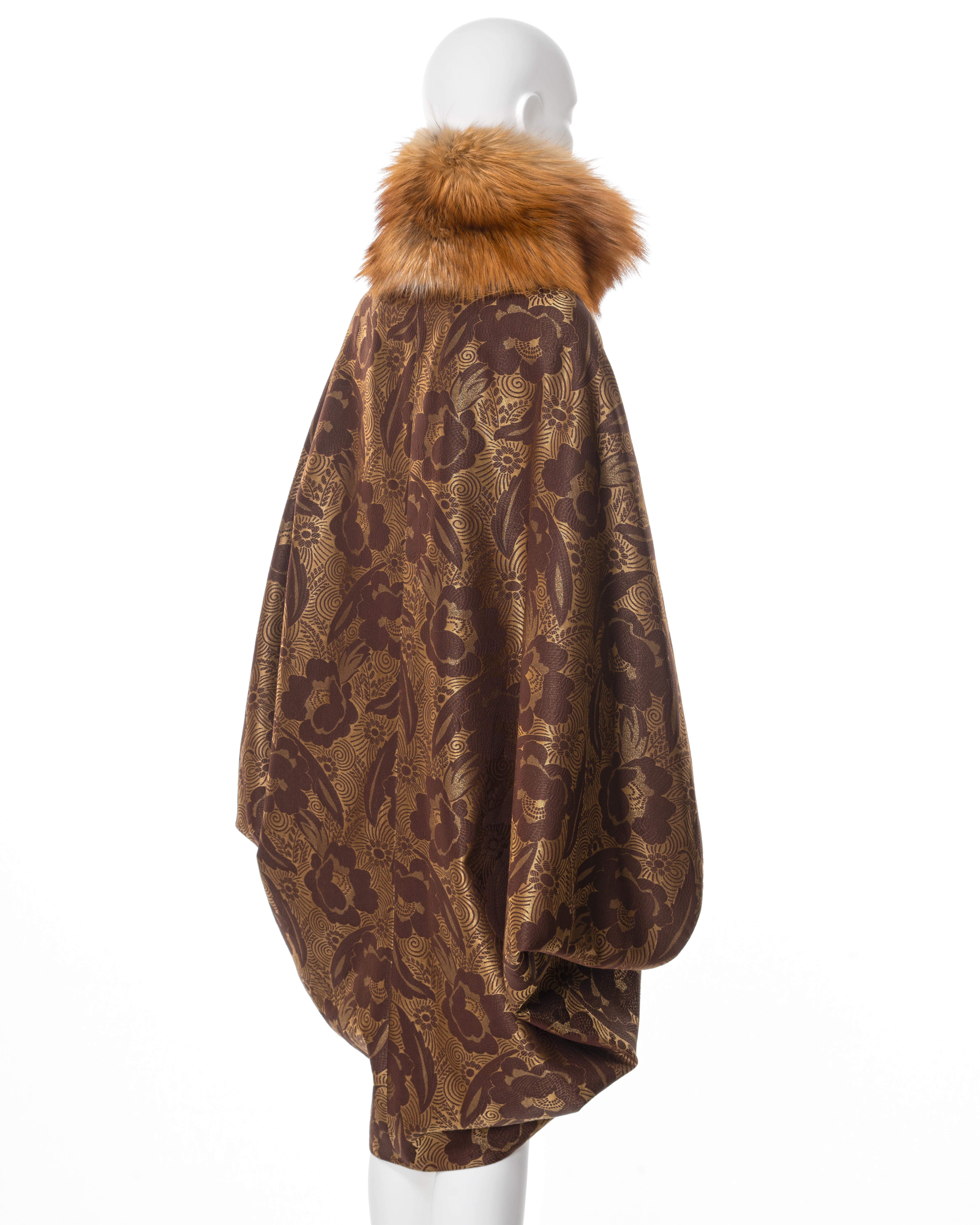 Christian Dior by John Galliano silk cocoon coat with fox fur collar, ss 2008 For Sale 2