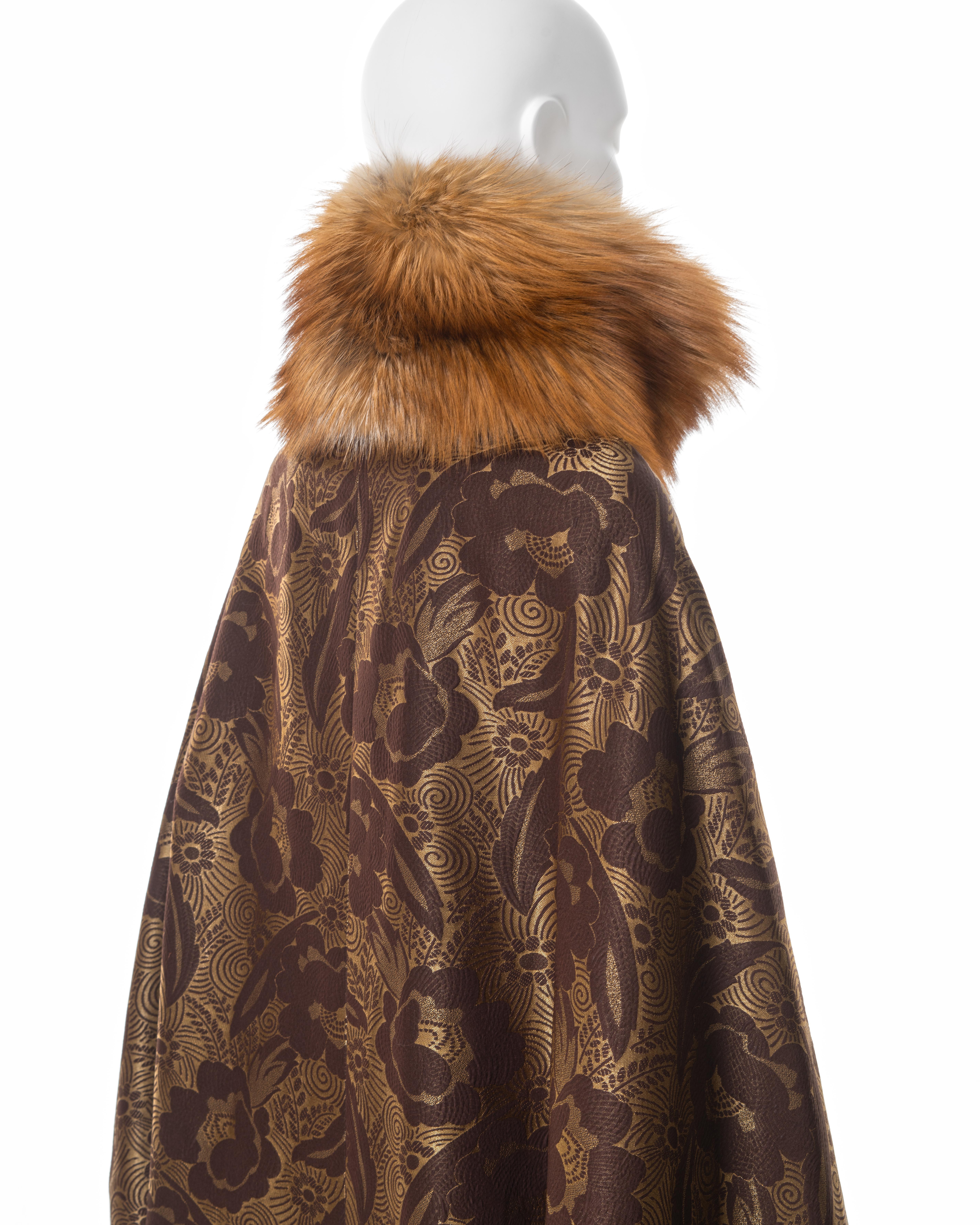 Christian Dior by John Galliano silk cocoon coat with fox fur collar, ss 2008 For Sale 3