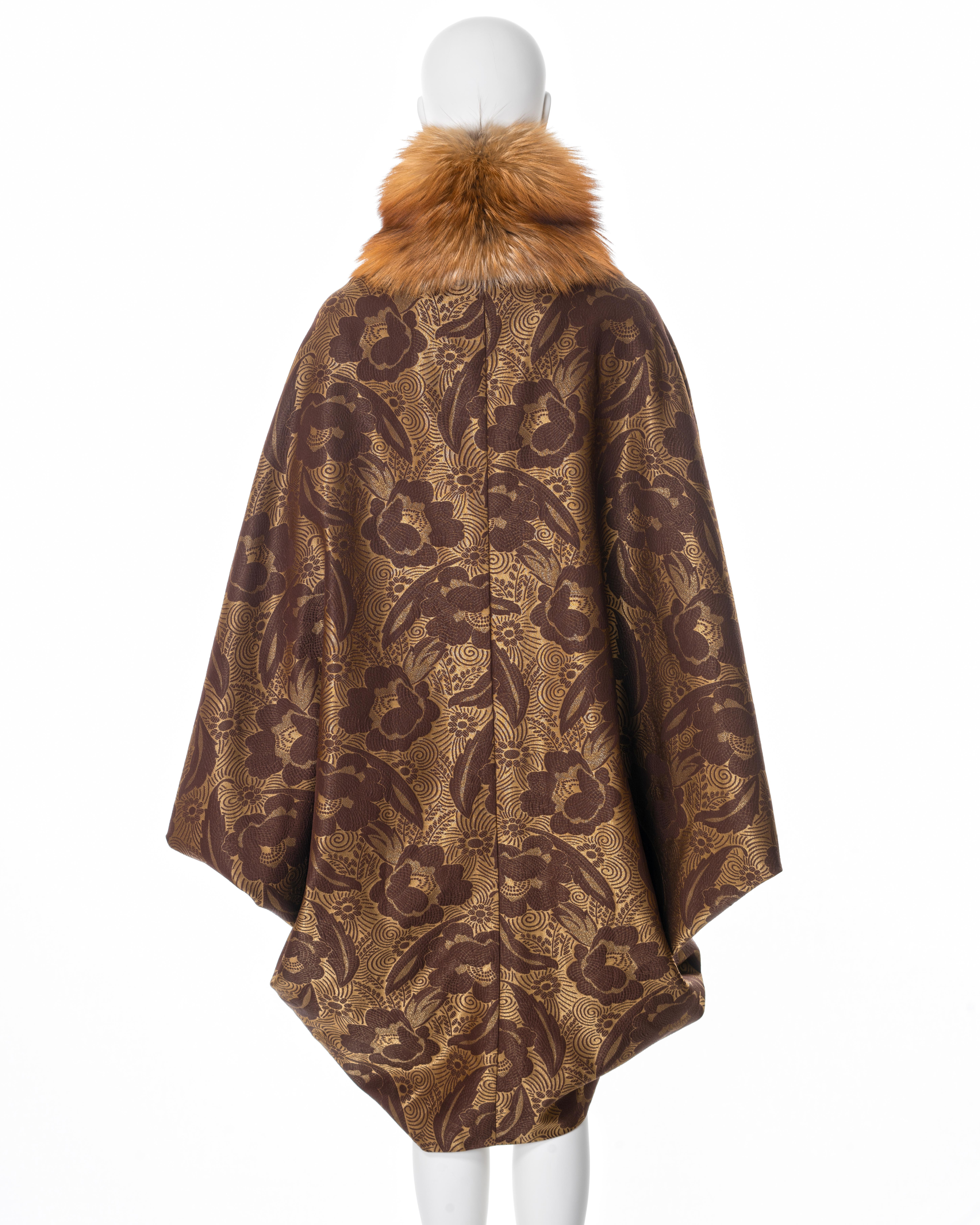 Christian Dior by John Galliano silk cocoon coat with fox fur collar, ss 2008 For Sale 4