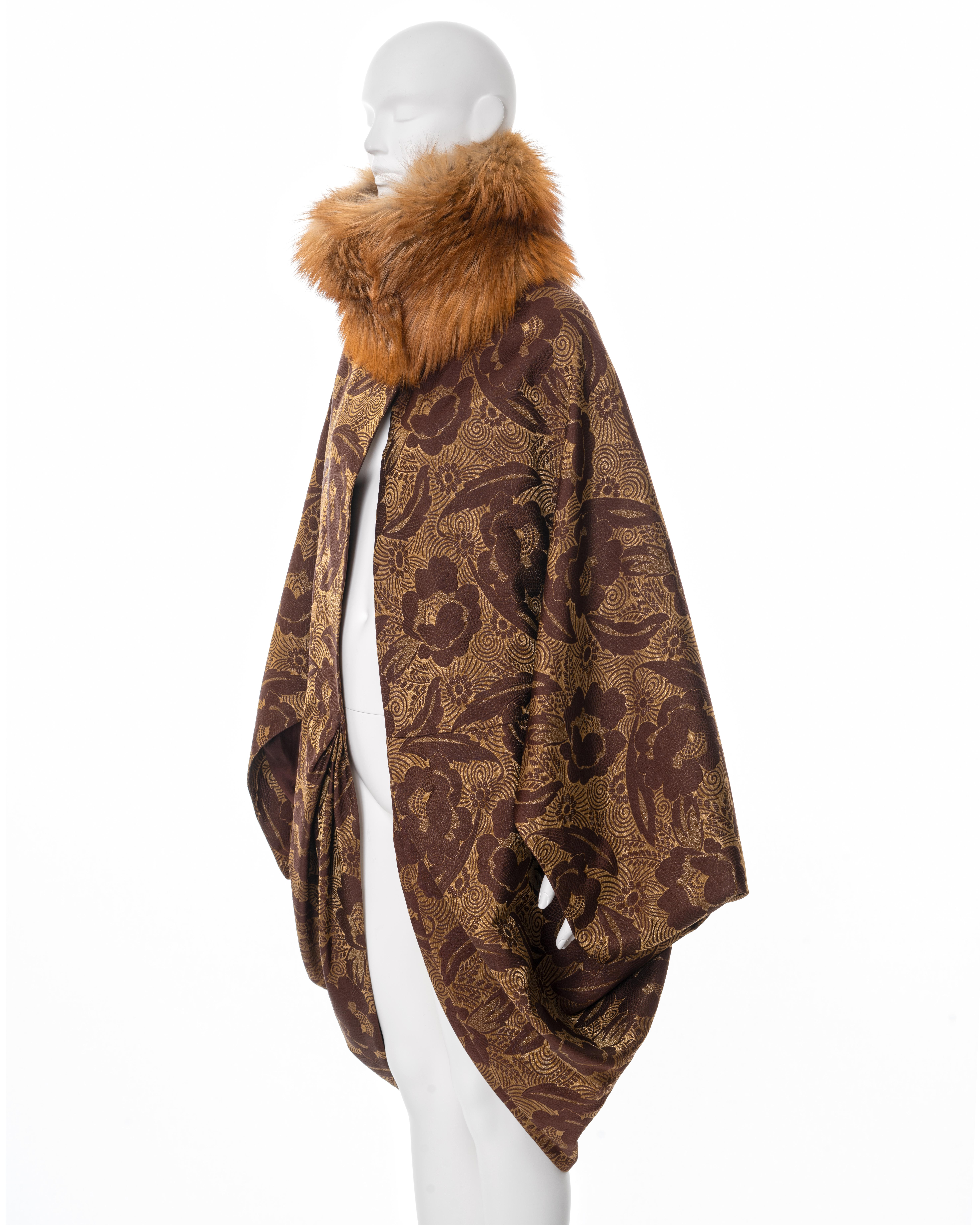 Christian Dior by John Galliano silk cocoon coat with fox fur collar, ss 2008 For Sale 5