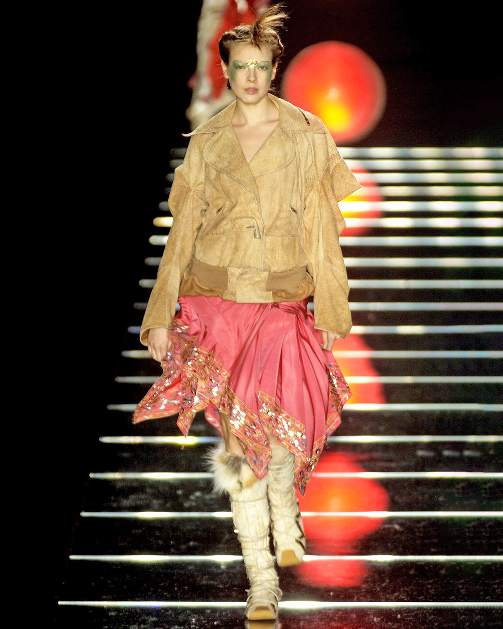Christian Dior by John Galliano Silk Deconstructed Embroidered Skirt, fw 2002 For Sale 2