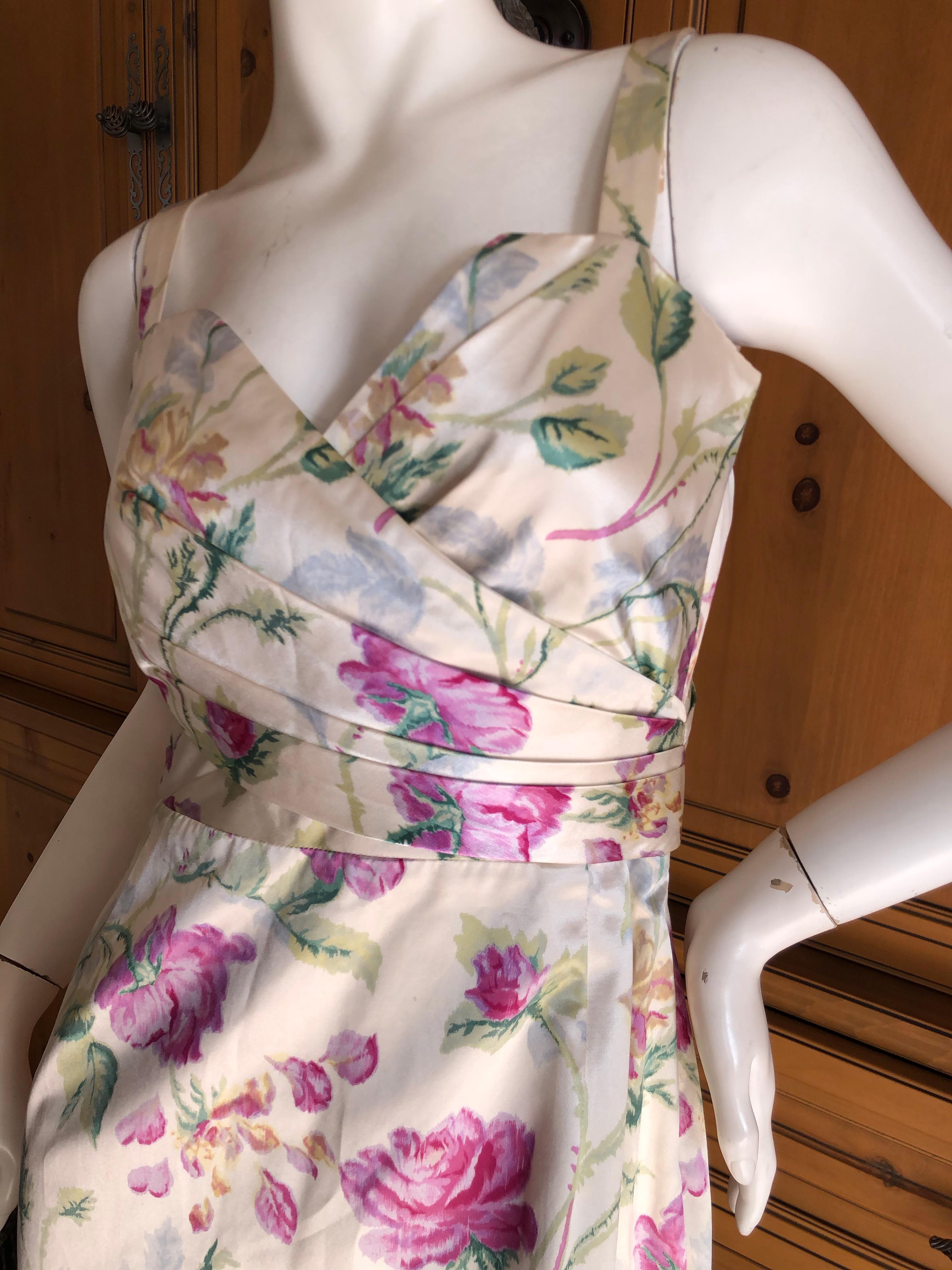 Gray Christian Dior by John Galliano Silk Floral Cocktail Dress  For Sale