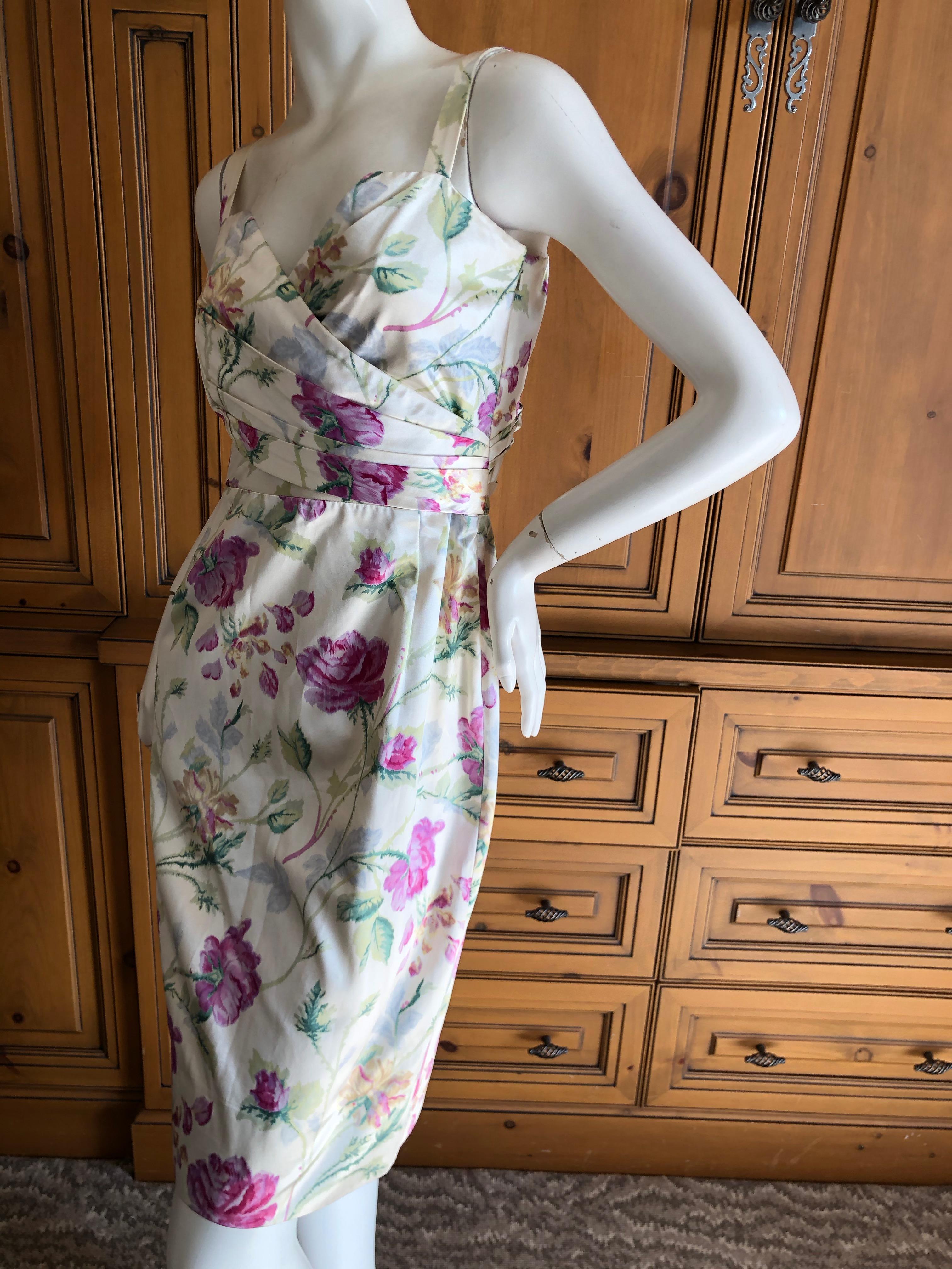 Christian Dior by John Galliano Silk Floral Cocktail Dress  In Excellent Condition For Sale In Cloverdale, CA