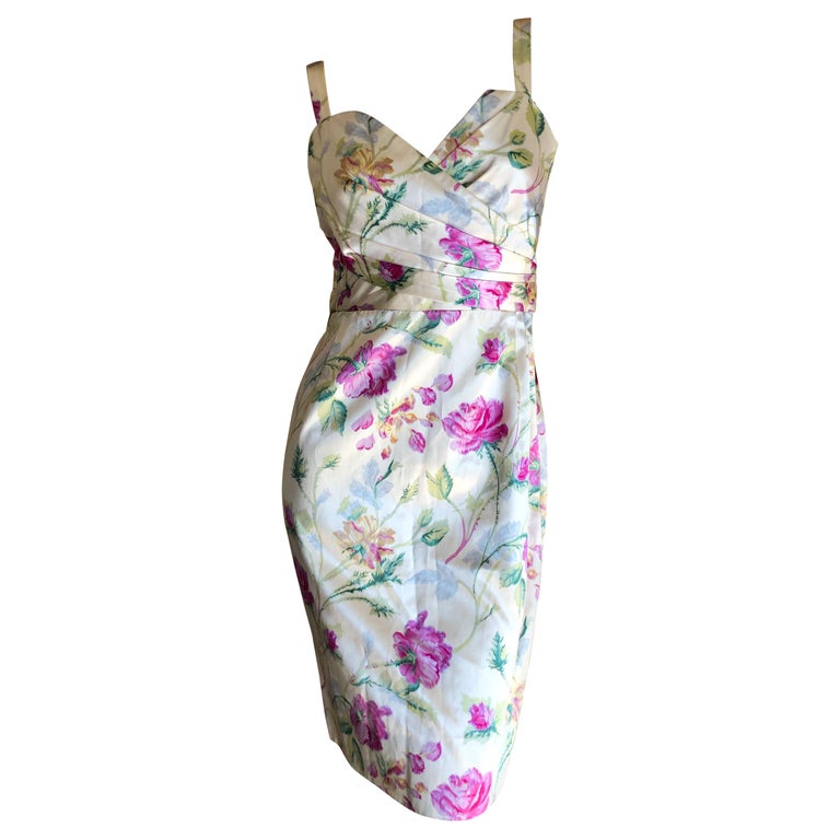 Christian Dior by John Galliano Silk Floral Cocktail Dress For Sale at ...