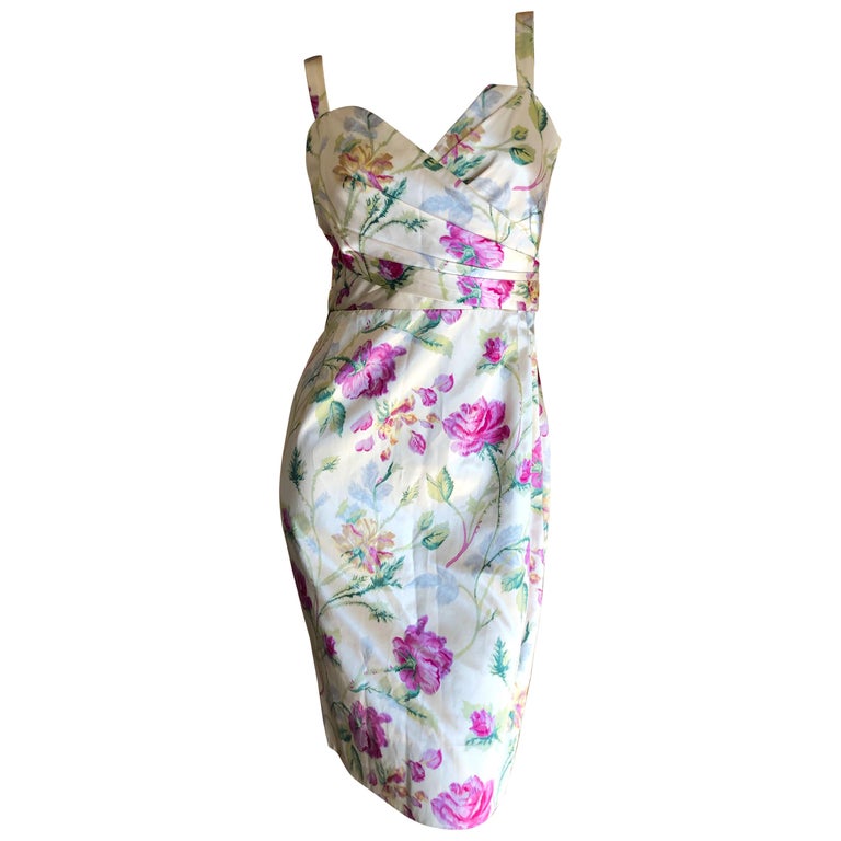 Christian Dior by John Galliano Silk Floral Cocktail Dress For Sale at ...
