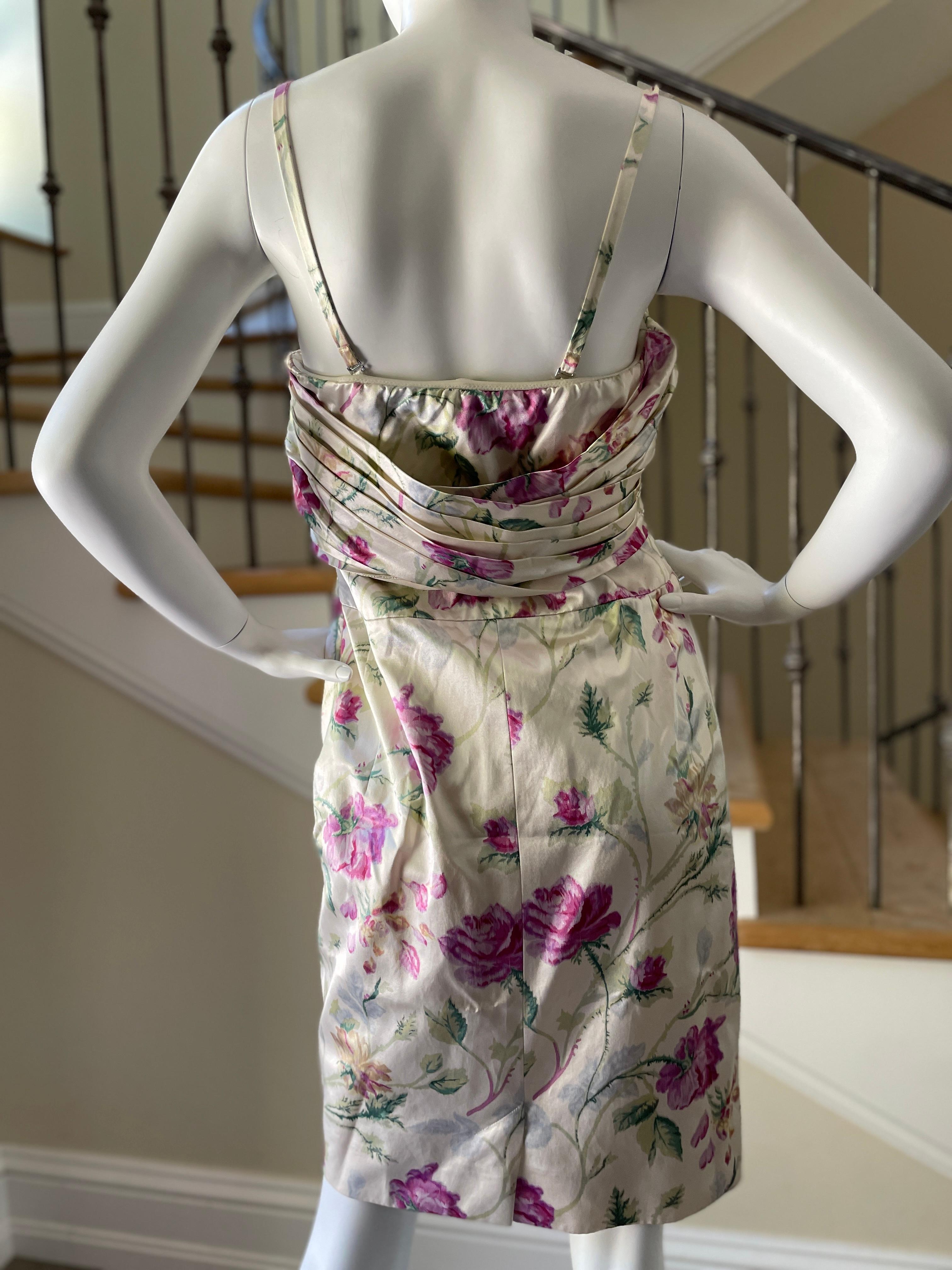 Christian Dior by John Galliano Silk Floral Cocktail Dress w Full Inner Corset 4