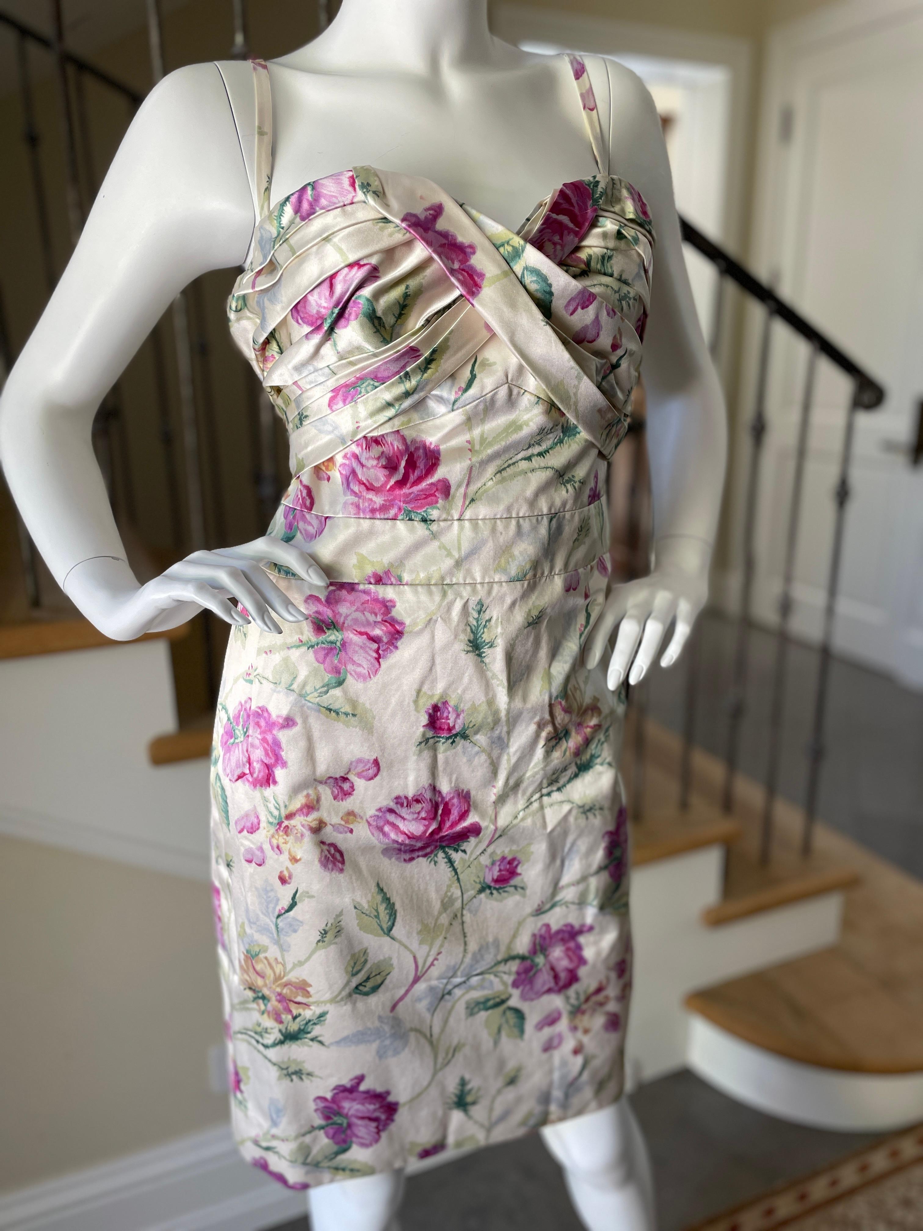 Women's Christian Dior by John Galliano Silk Floral Cocktail Dress w Full Inner Corset