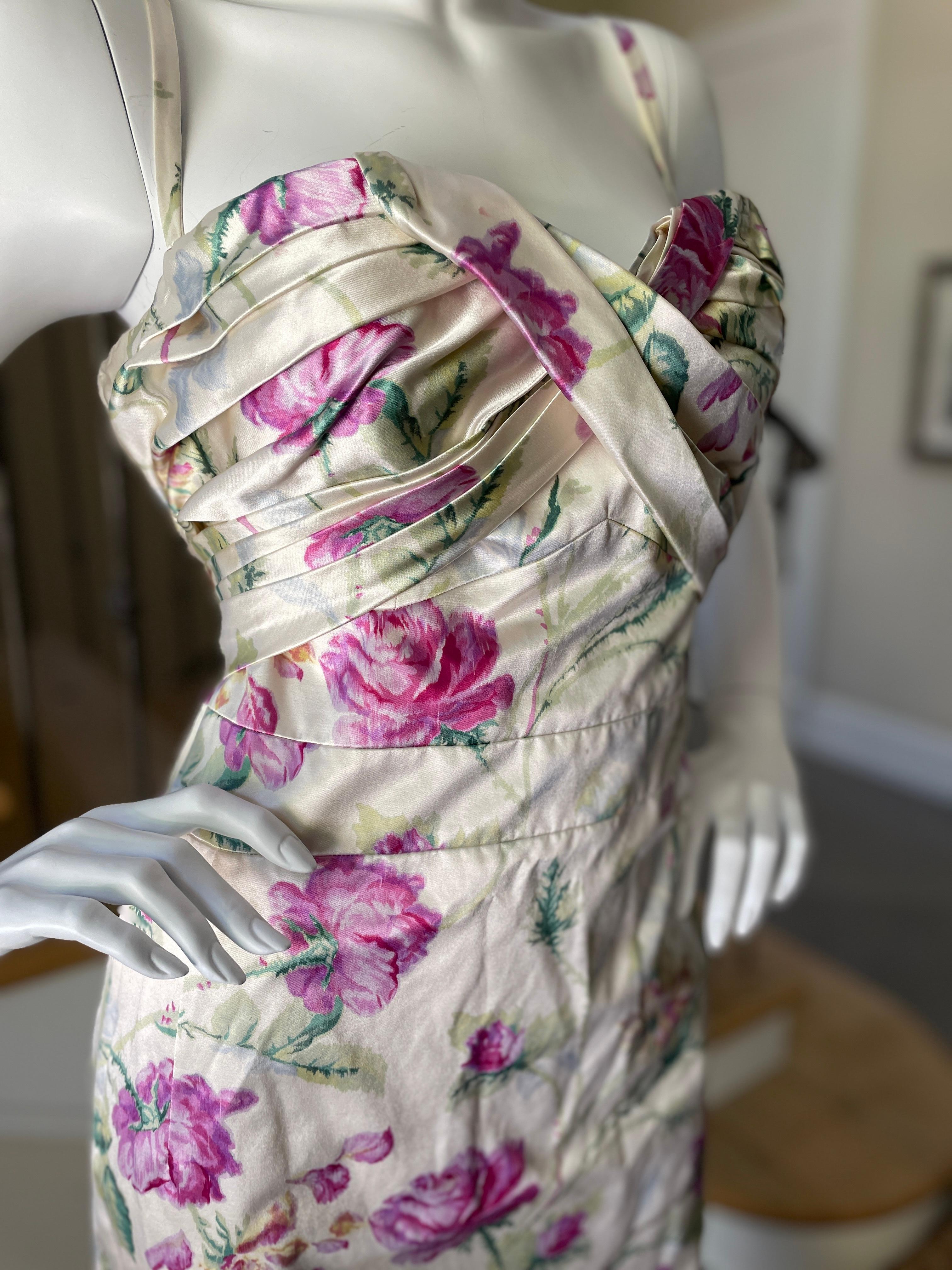 Christian Dior by John Galliano Silk Floral Cocktail Dress w Full Inner Corset 1