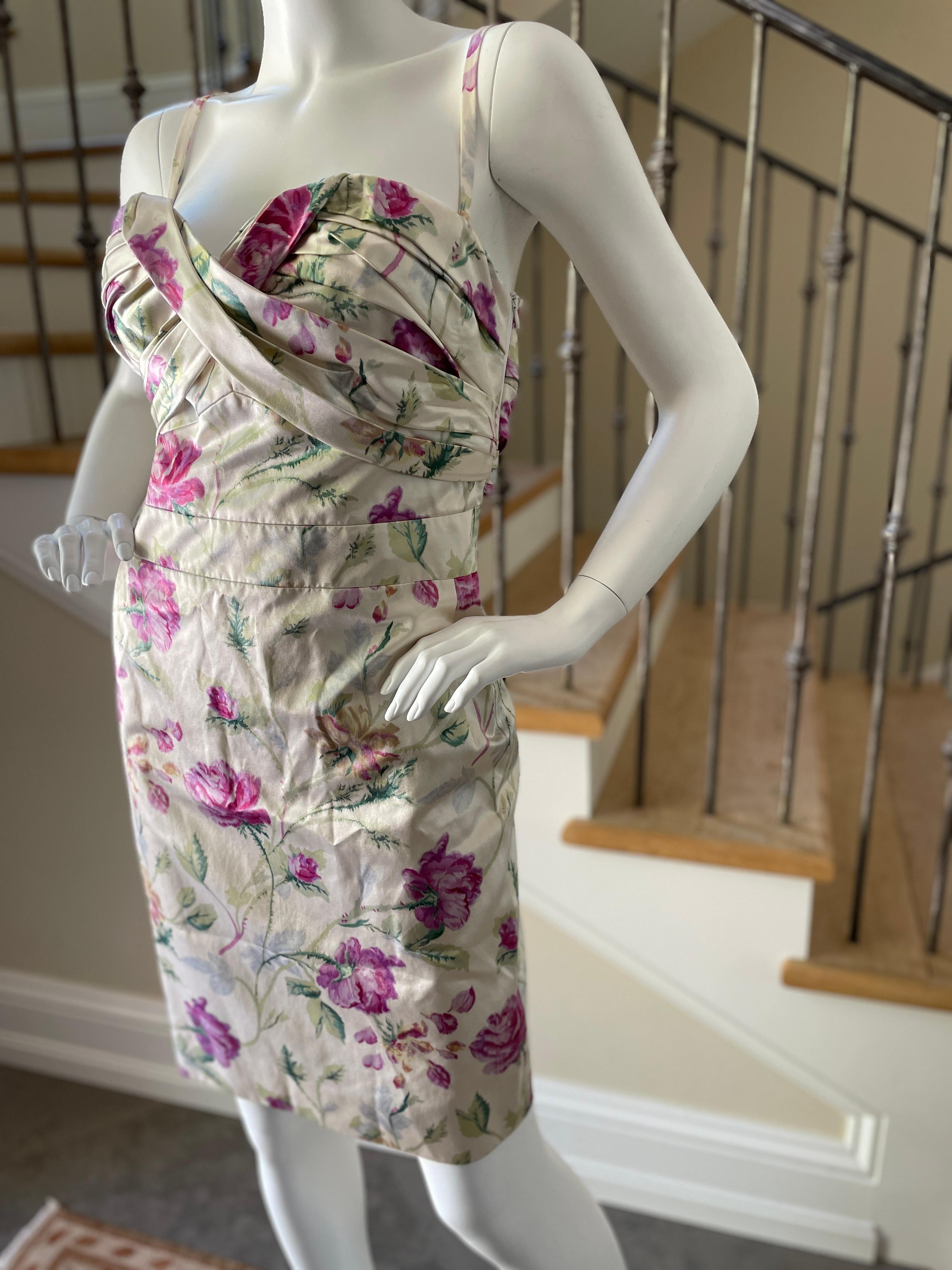Christian Dior by John Galliano Silk Floral Cocktail Dress w Full Inner Corset 3