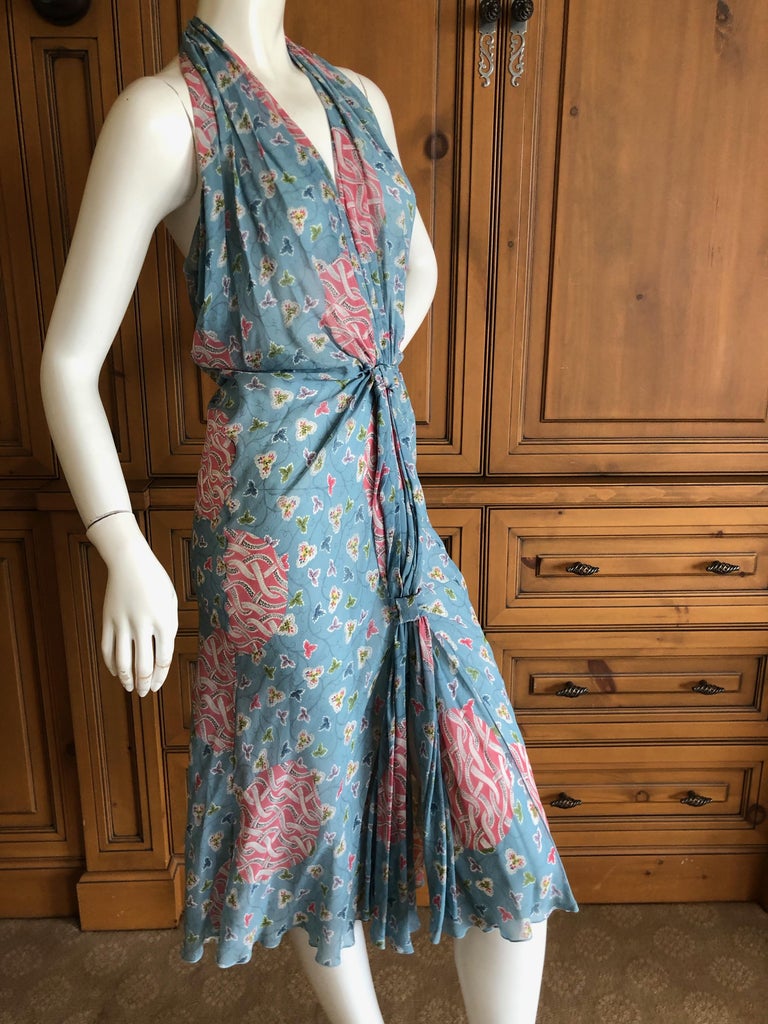 Christian Dior by John Galliano Silk Floral Halter Style Dress with