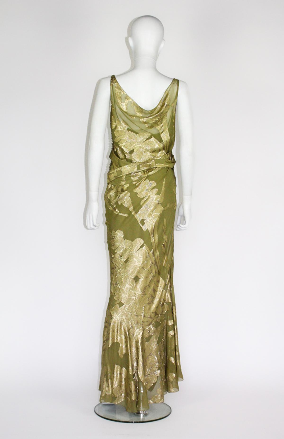 Beige Abito in seta lamé di John Galliano for Christian Dior, A/I 2004 in vendita