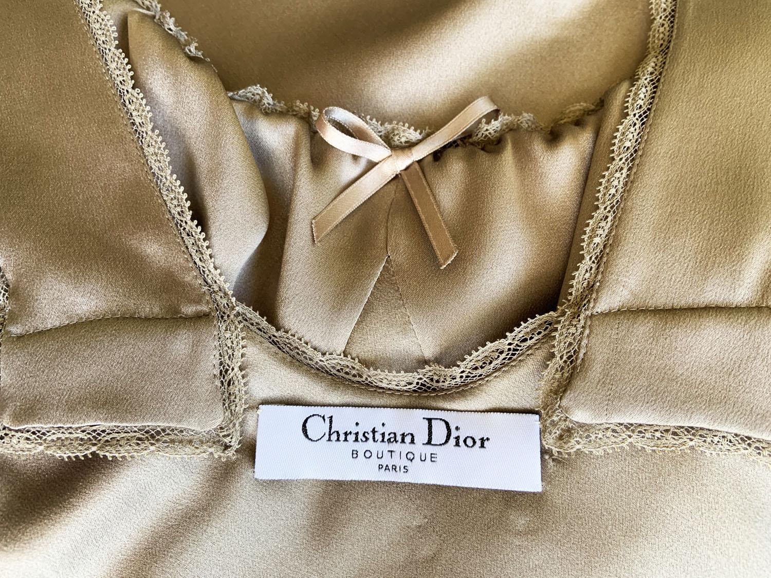 Christian Dior by John Galliano Silk Nude Embroidered Cocktail Dress Fr 38  US 6 For Sale 3