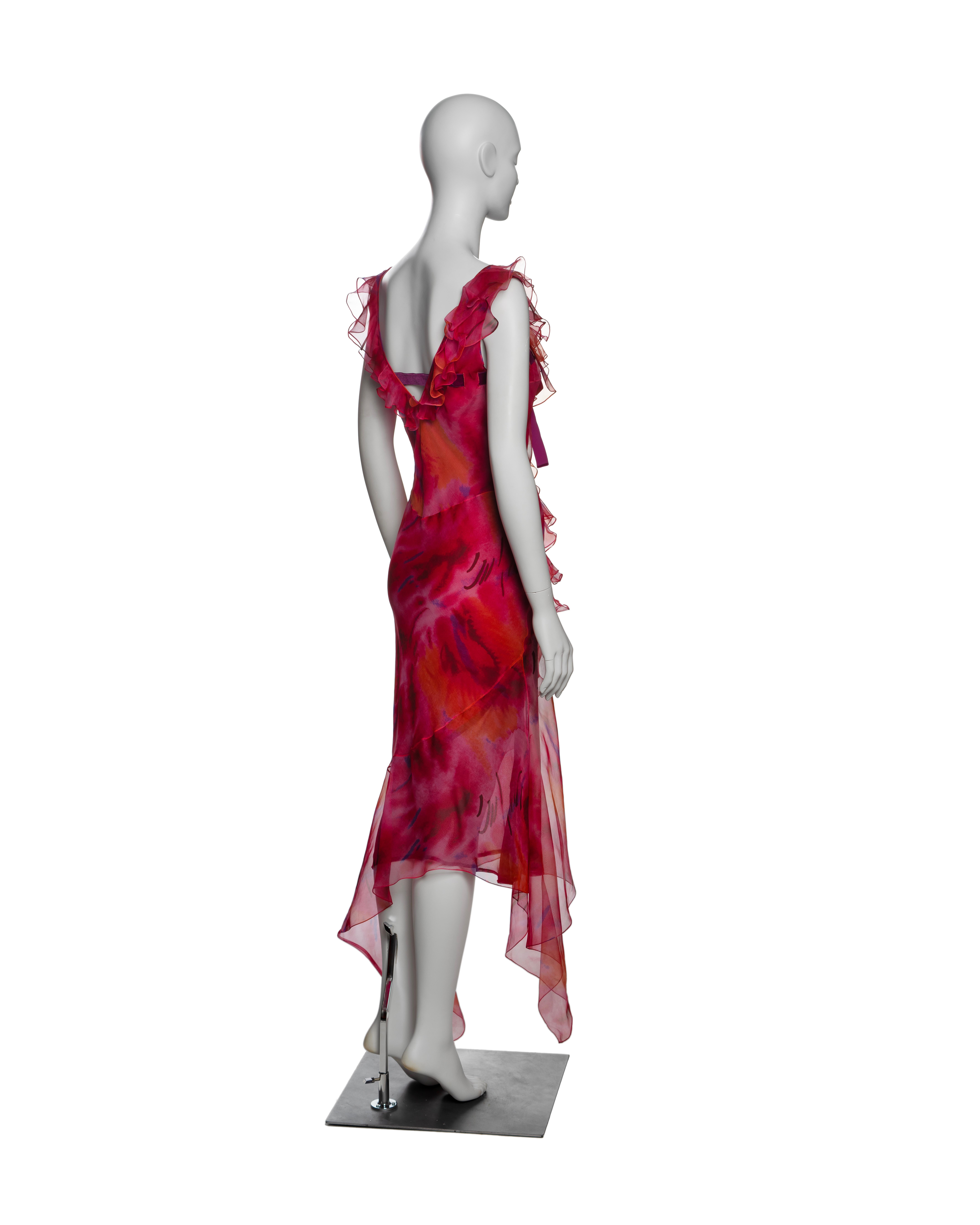 Christian Dior by John Galliano Silk Organza Ruffled Dress with Bow, SS 2001 For Sale 1