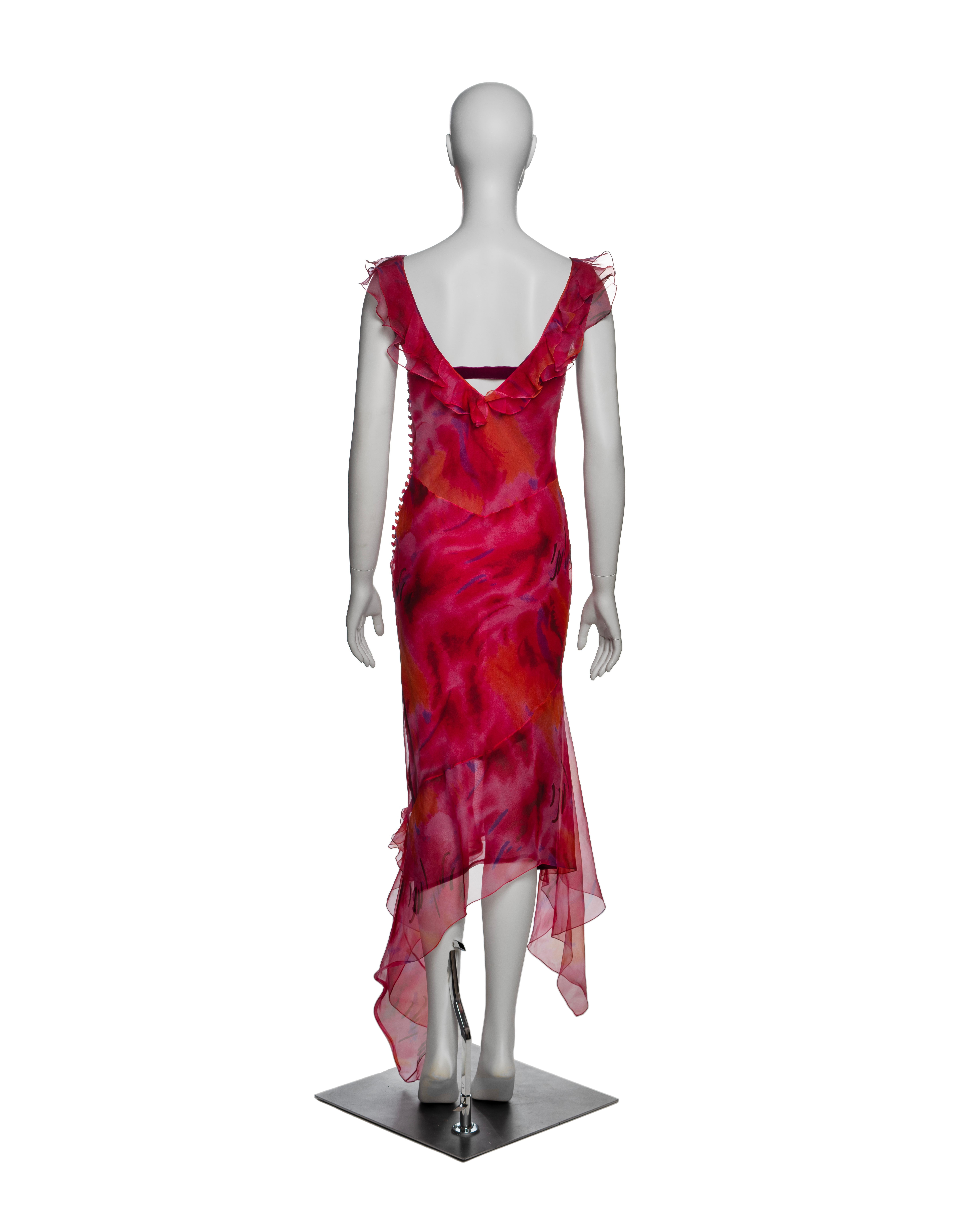 Christian Dior by John Galliano Silk Organza Ruffled Dress with Bow, SS 2001 For Sale 3