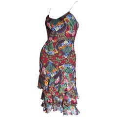John Galliano for Christian Dior Silk Ruffle Hem Dress