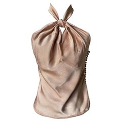 Christian Dior by John Galliano Silk Satin Halter Top, Champagne, Early 2000s