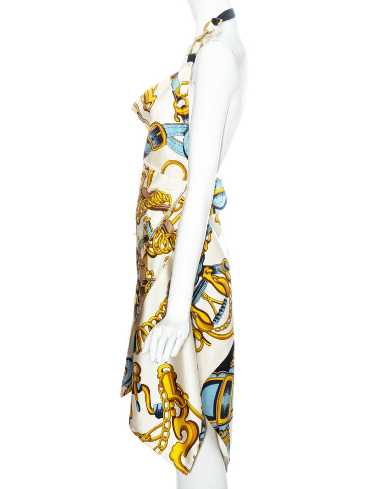 Christian Dior by John Galliano silk scarf bias cut halter neck dress, ss  2000 at 1stDibs | silk scarf dress, scarf halter dress, halter scarf dress