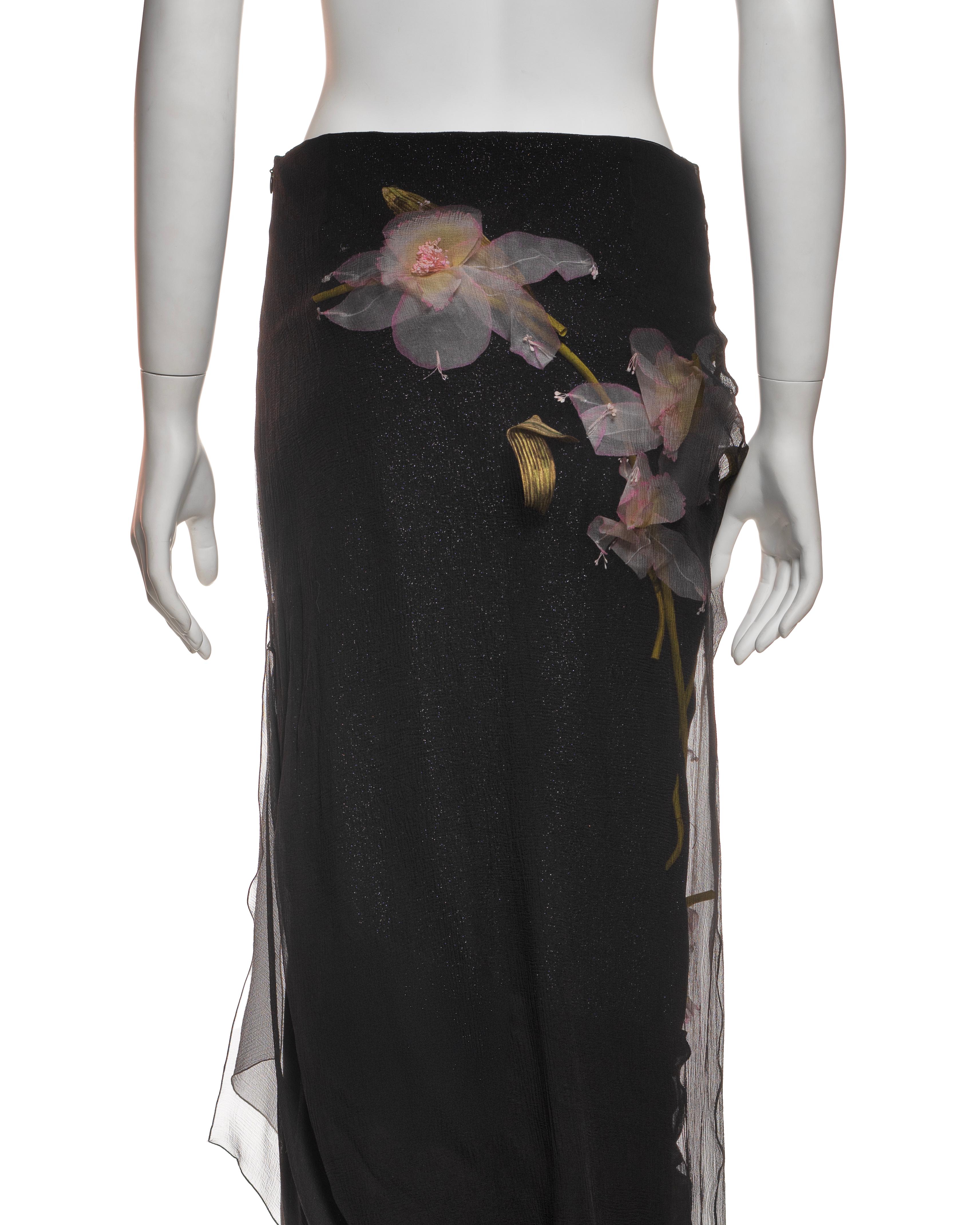 Christian Dior by John Galliano Silk Skirt with Floral Appliqués, FW 1997 9