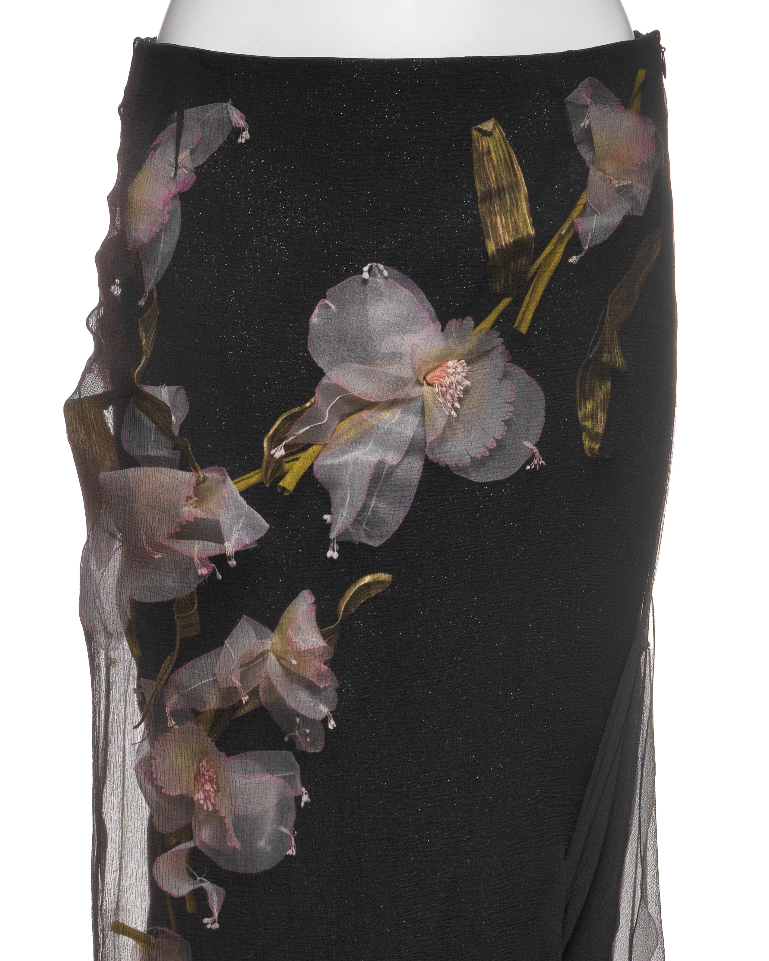 Christian Dior by John Galliano Silk Skirt with Floral Appliqués, FW 1997 In Excellent Condition In London, GB