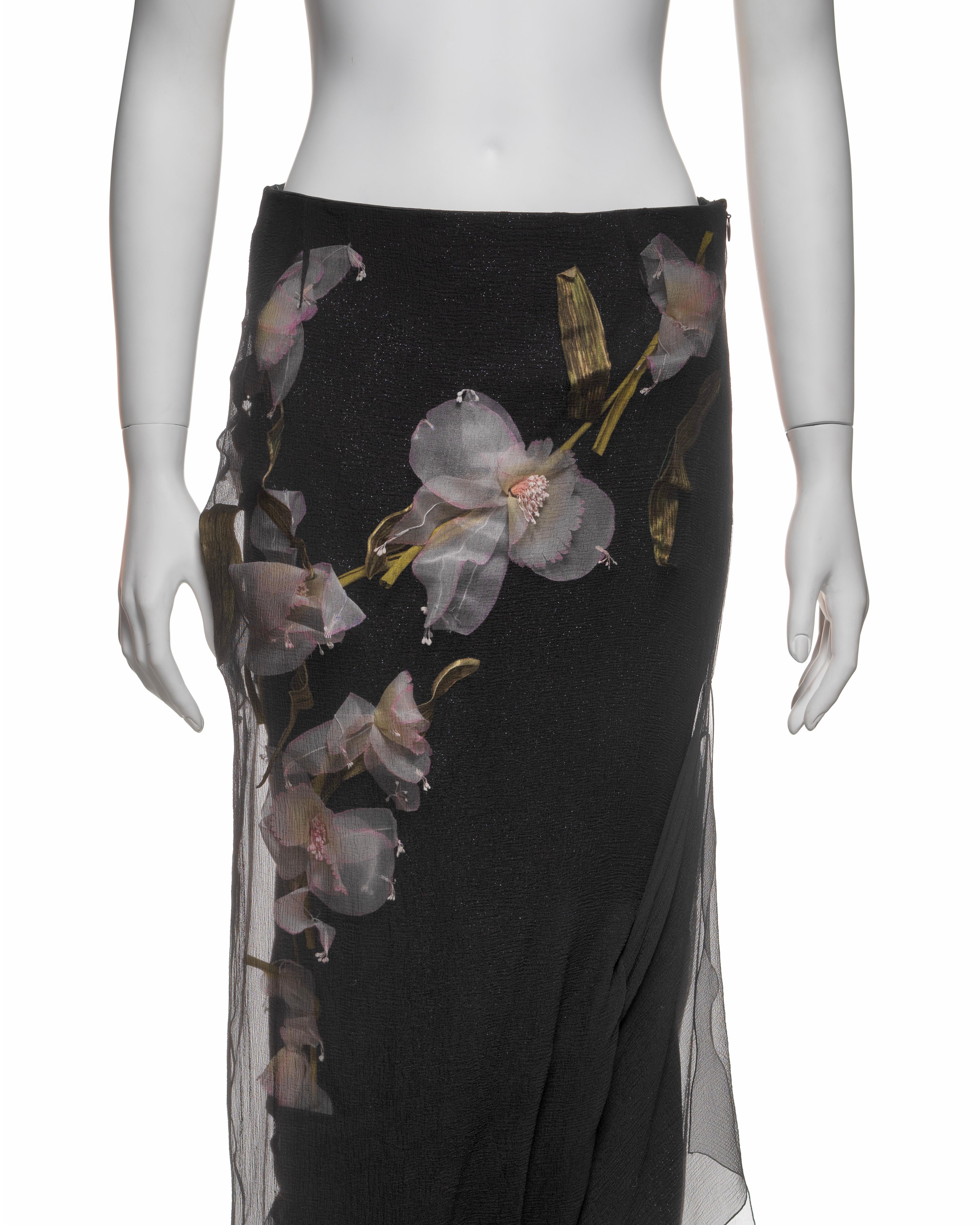 Christian Dior by John Galliano Silk Skirt with Floral Appliqués, FW 1997 1