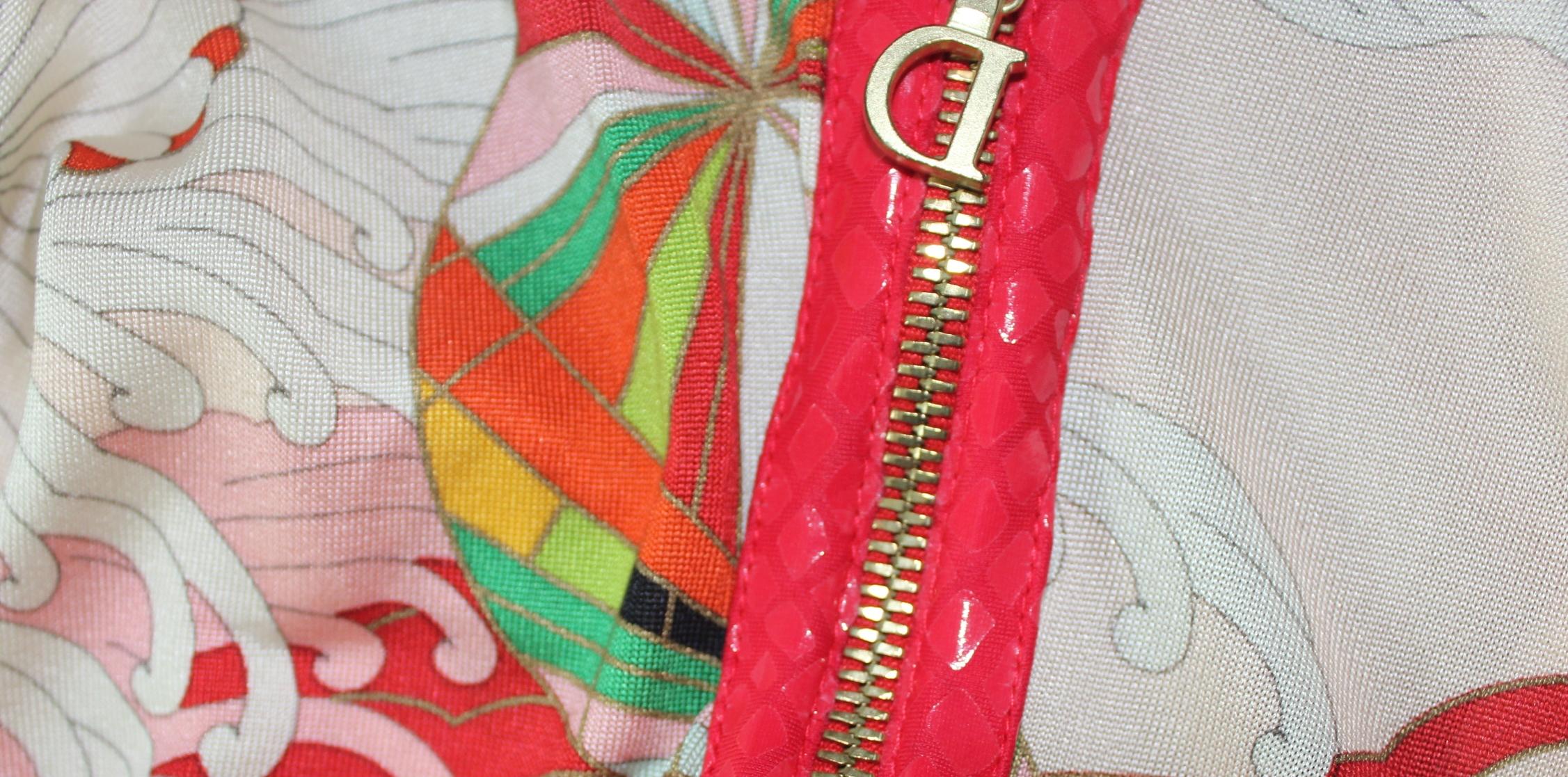Christian Dior by John Galliano Silk Zipper Snakeskin Style Trimming D Logo Top 4