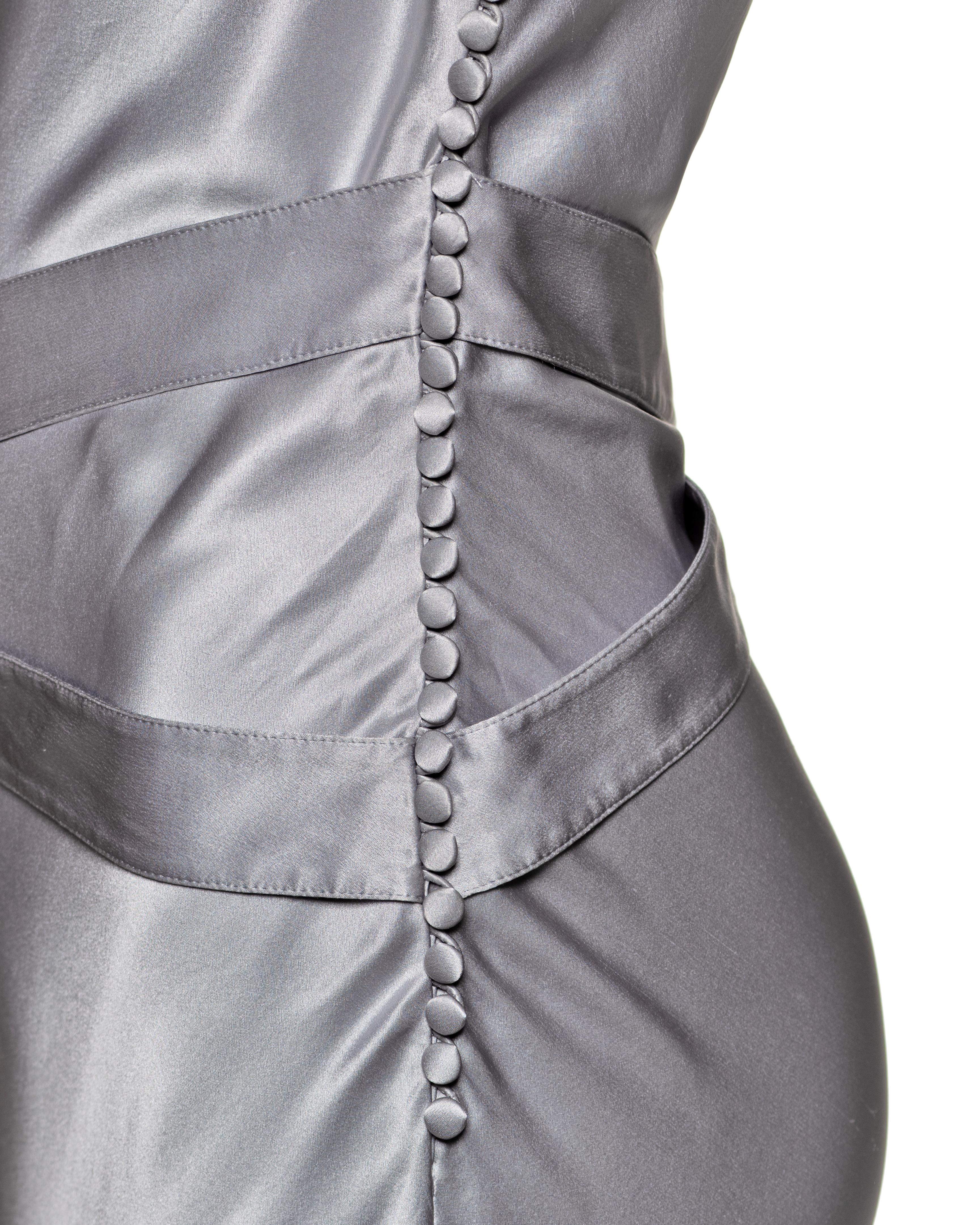 Christian Dior by John Galliano Silver Bias-Cut Silk Satin Dress, FW 2004 6