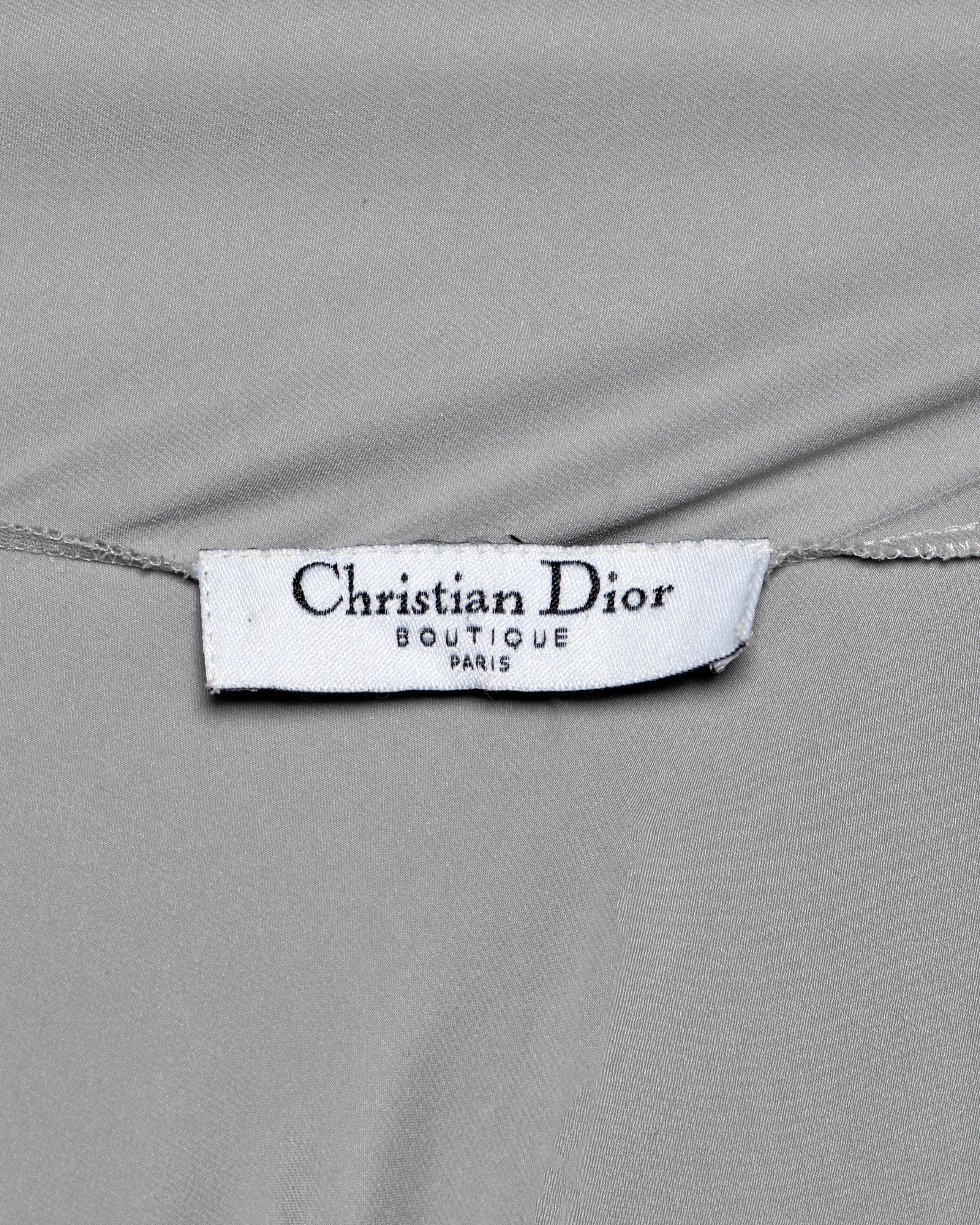 Christian Dior by John Galliano Silver Bias-Cut Silk Satin Dress, FW 2004 9