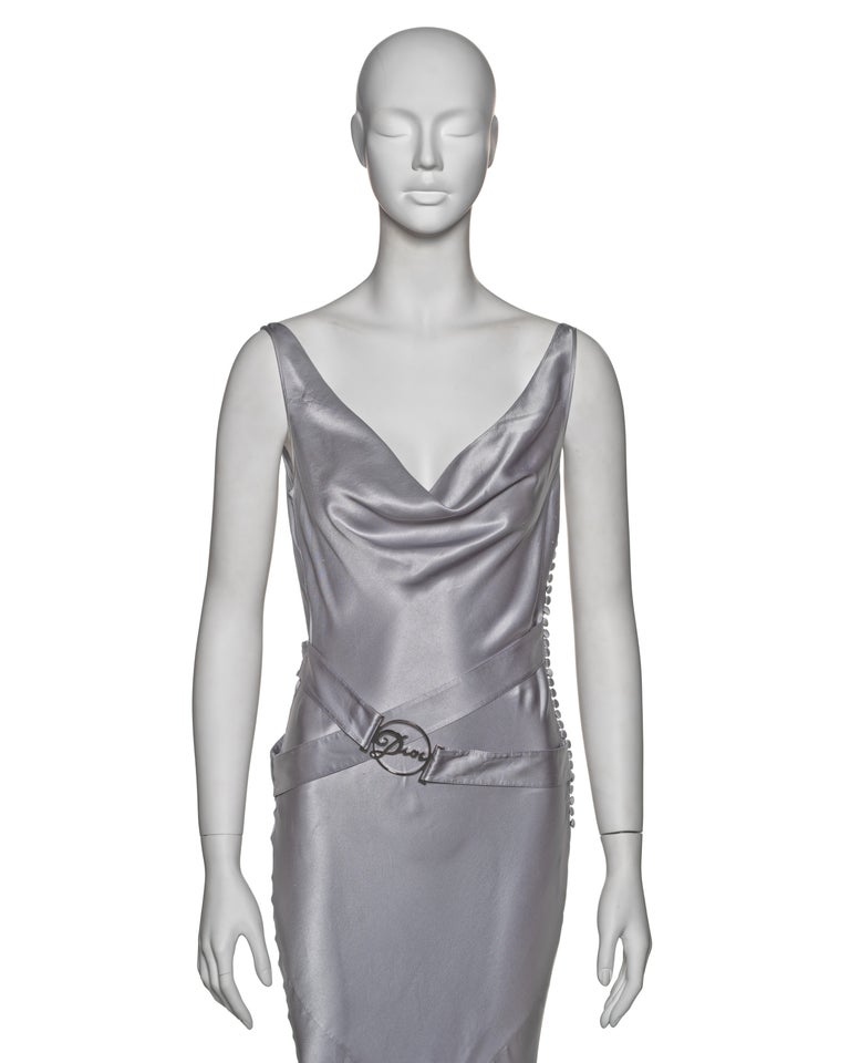 Christian Dior by John Galliano Silver Bias-Cut Silk Satin Dress, FW 2004 at 1stDibs Christian Dior by John Galliano Silver Bias-Cut Silk Satin Dress, FW 2004 at 1stDibs