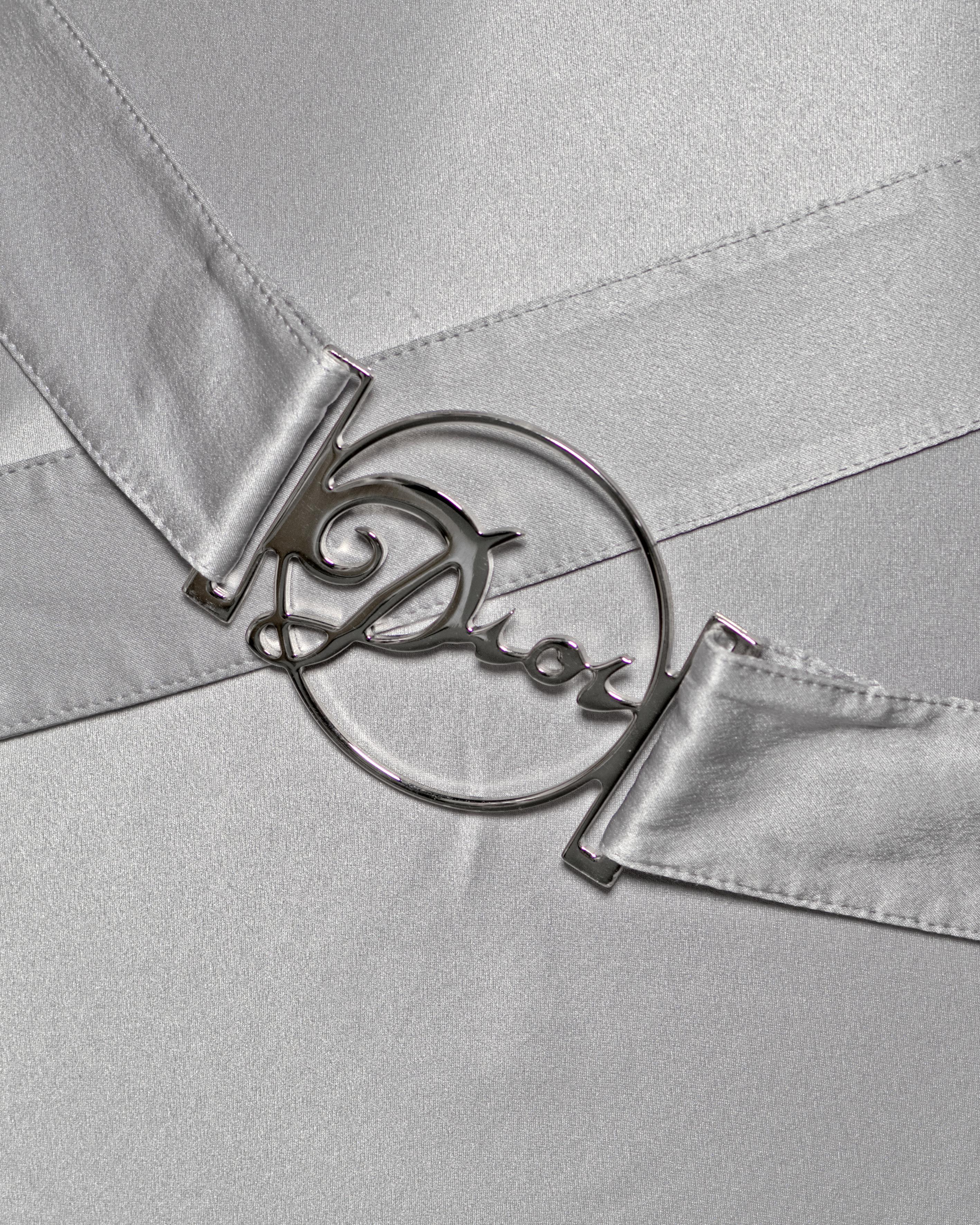 Women's Christian Dior by John Galliano Silver Bias-Cut Silk Satin Dress, FW 2004