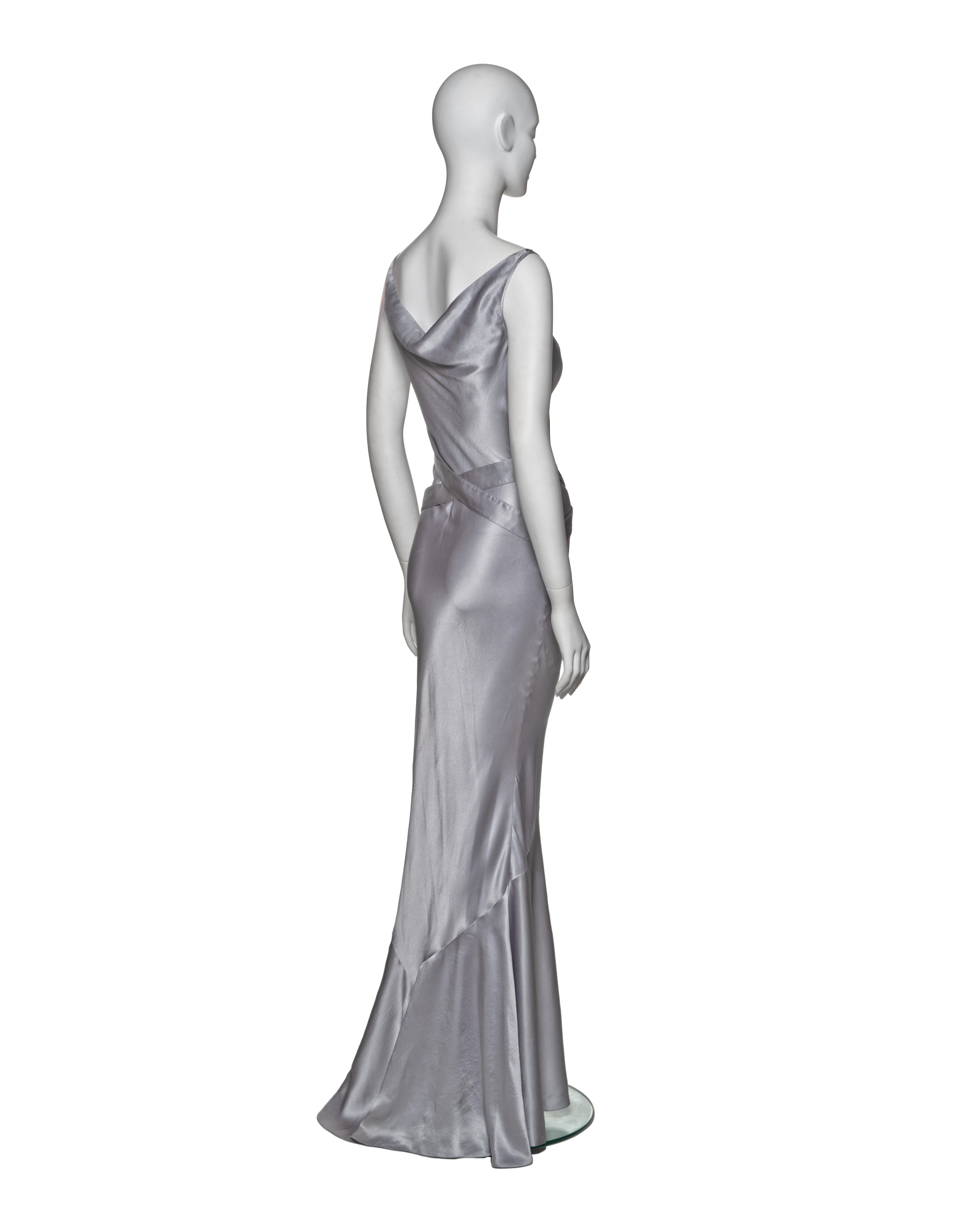 Christian Dior by John Galliano Silver Bias-Cut Silk Satin Dress, FW 2004 3