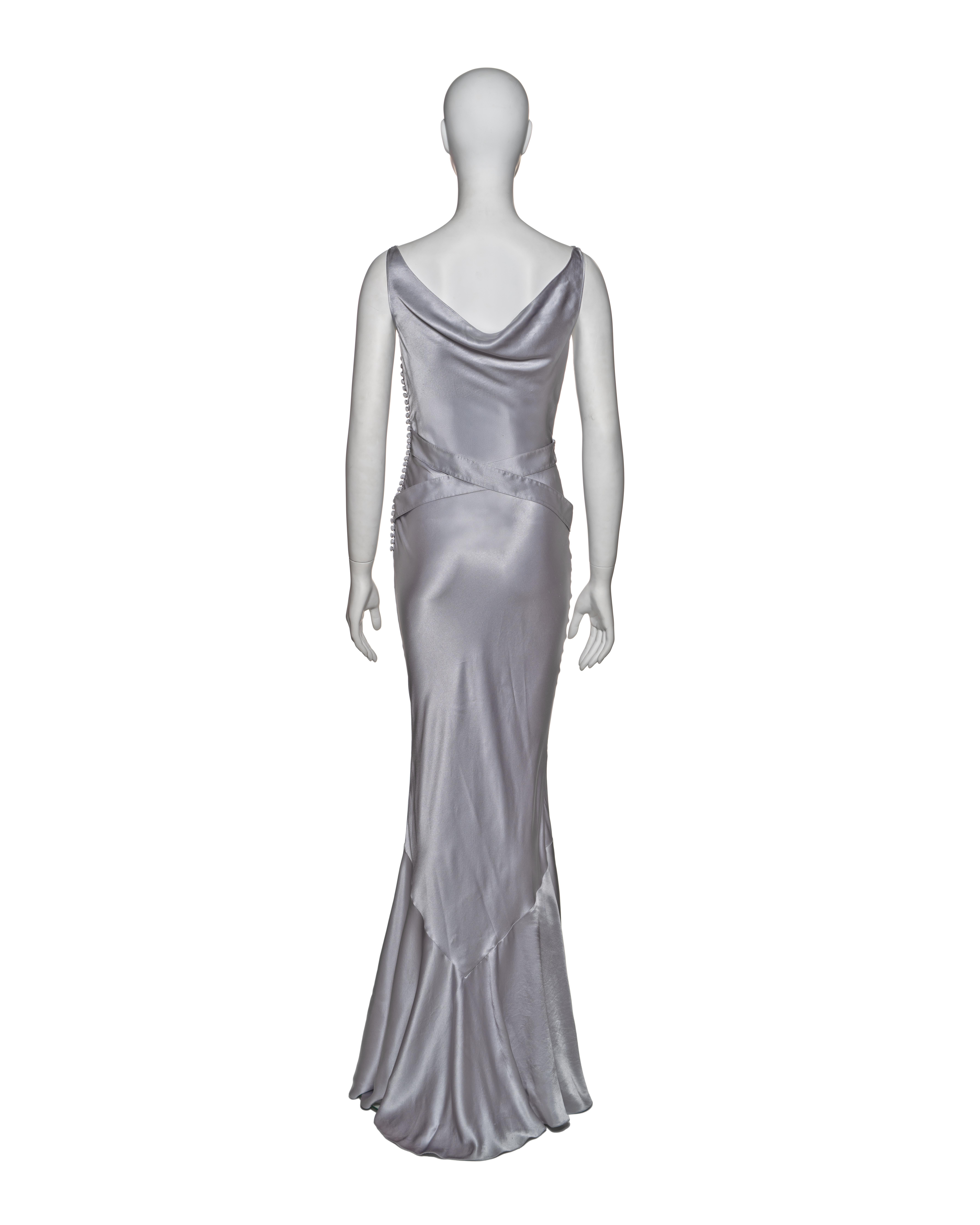 Christian Dior by John Galliano Silver Bias-Cut Silk Satin Dress, FW 2004 4