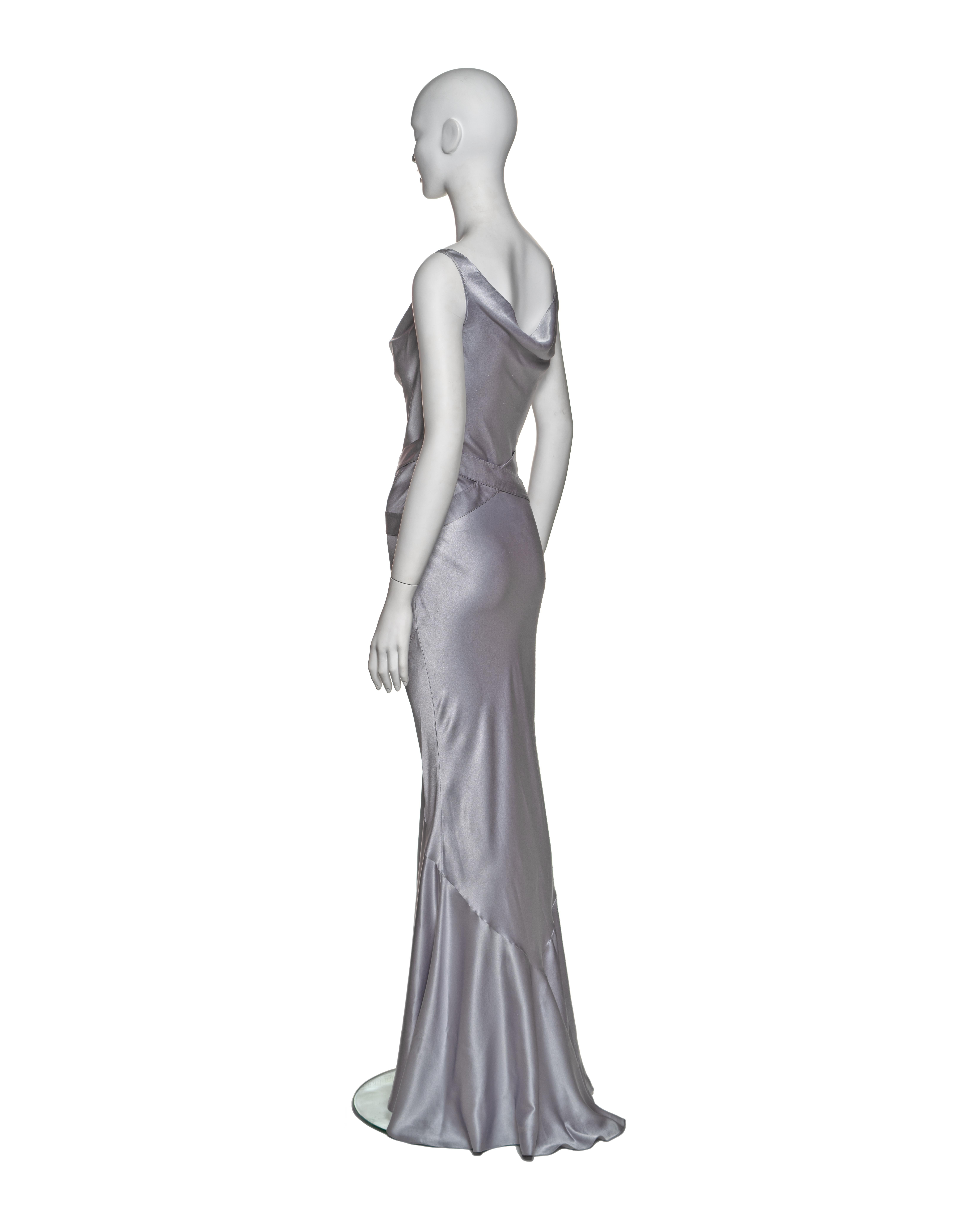Christian Dior by John Galliano Silver Bias-Cut Silk Satin Dress, FW 2004 5