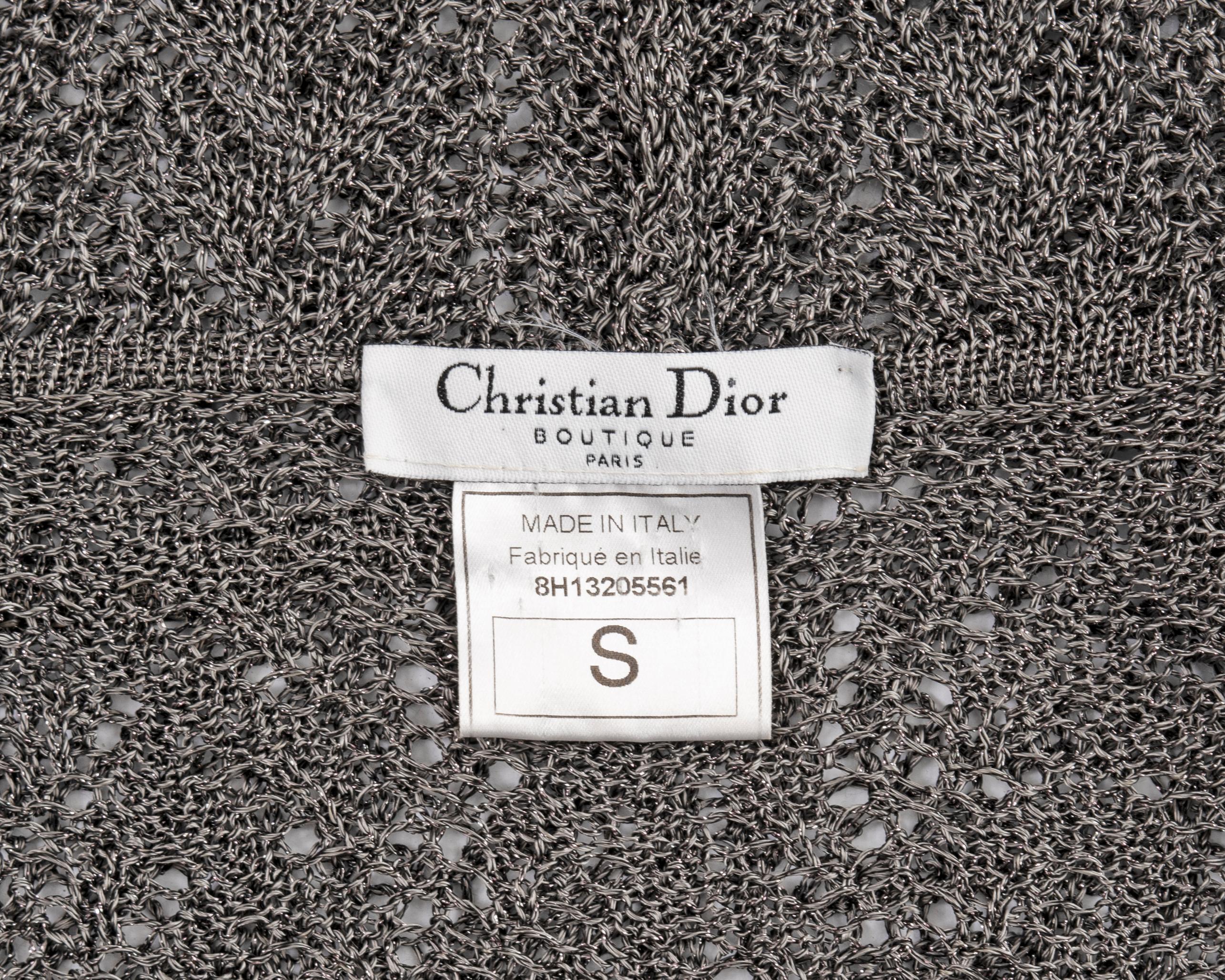 Christian Dior by John Galliano silver crochet sweater dress, fw 1998 For Sale 5