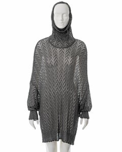 Christian Dior by John Galliano silver crochet sweater dress, fw 1998