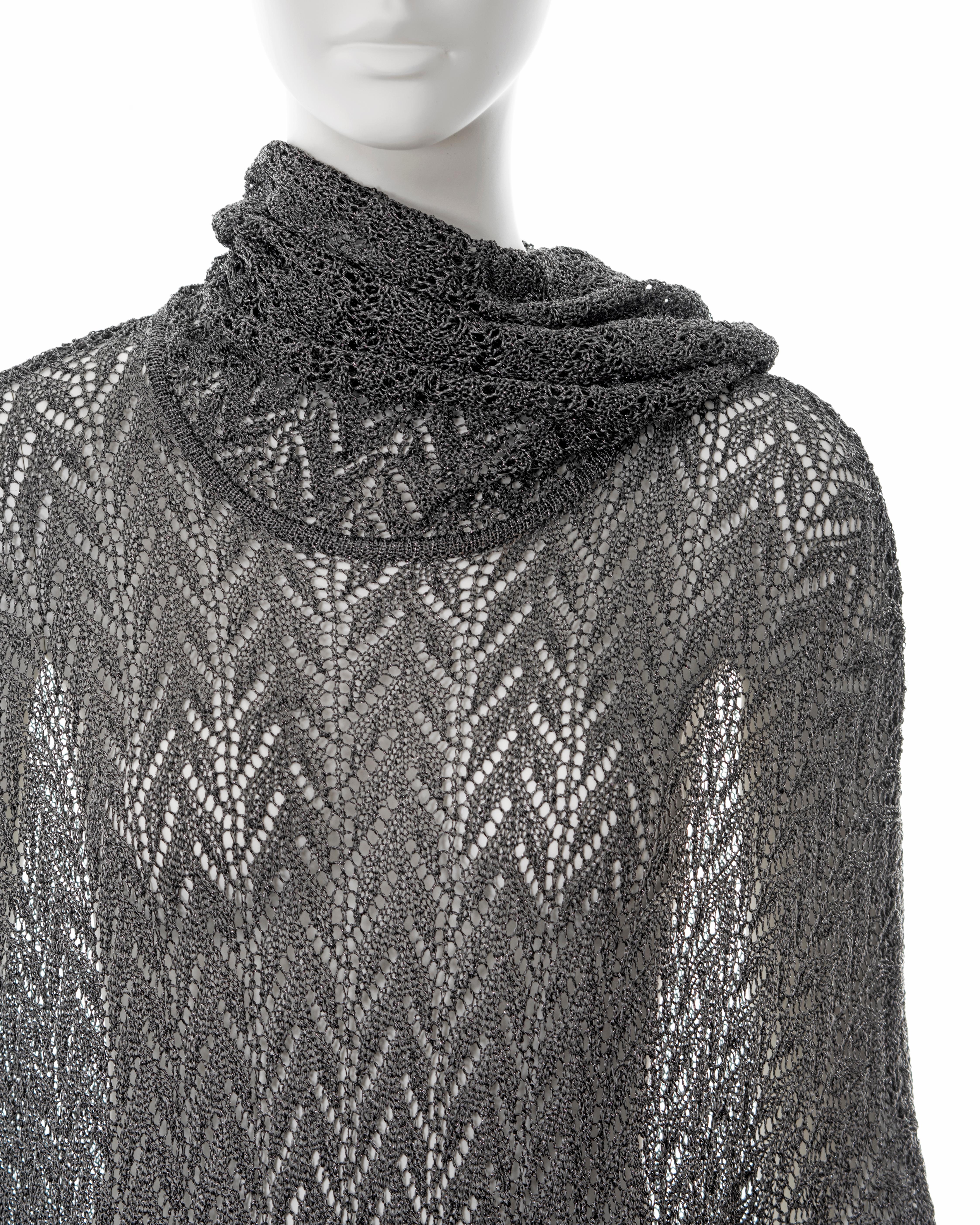 Women's Christian Dior by John Galliano silver crochet sweater dress, fw 1998 For Sale