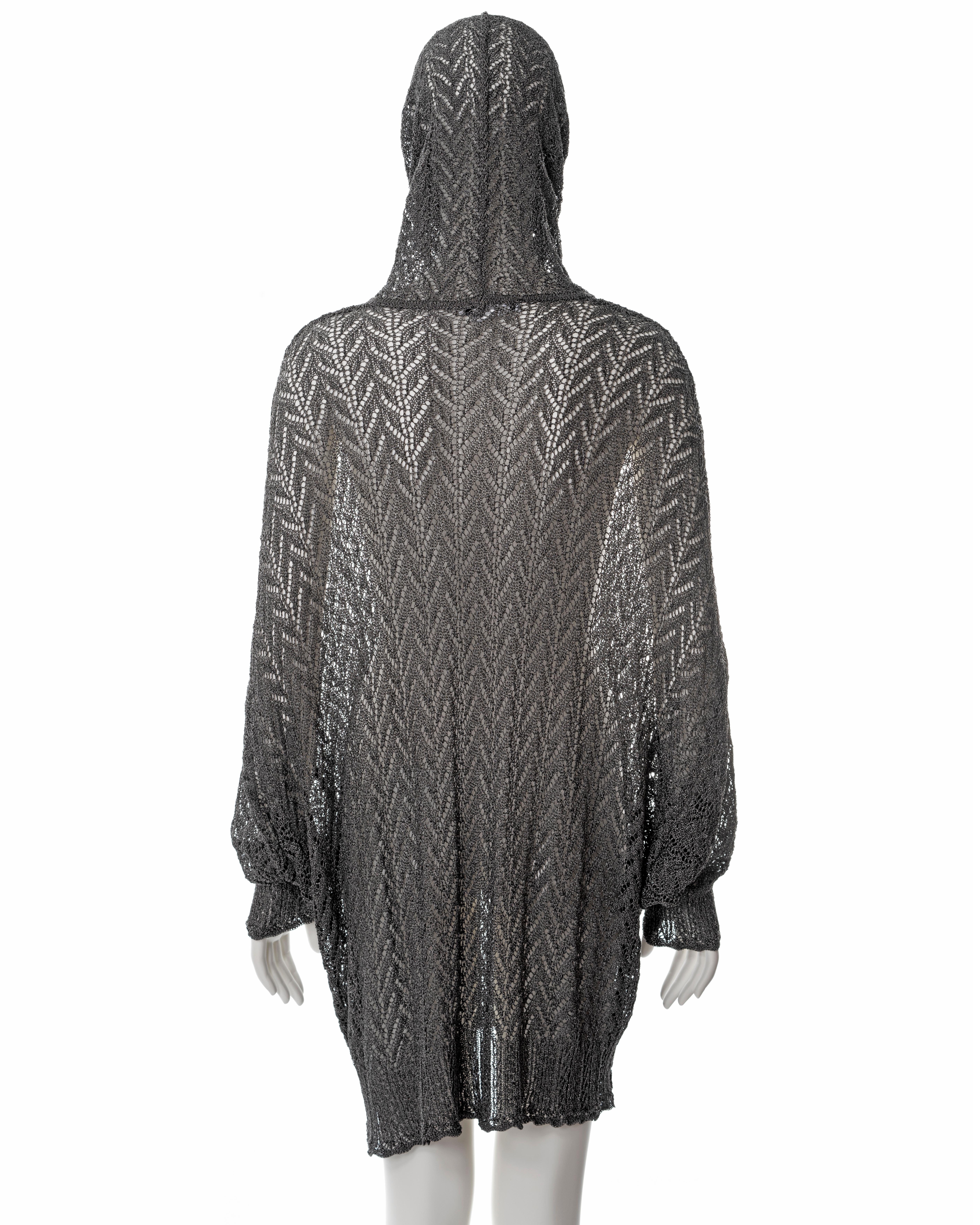 Christian Dior by John Galliano silver crochet sweater dress, fw 1998 For Sale 3