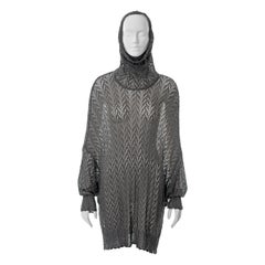 Christian Dior by John Galliano Silbernes Häkelpulloverkleid aus Häkelgeflecht, fw 1998