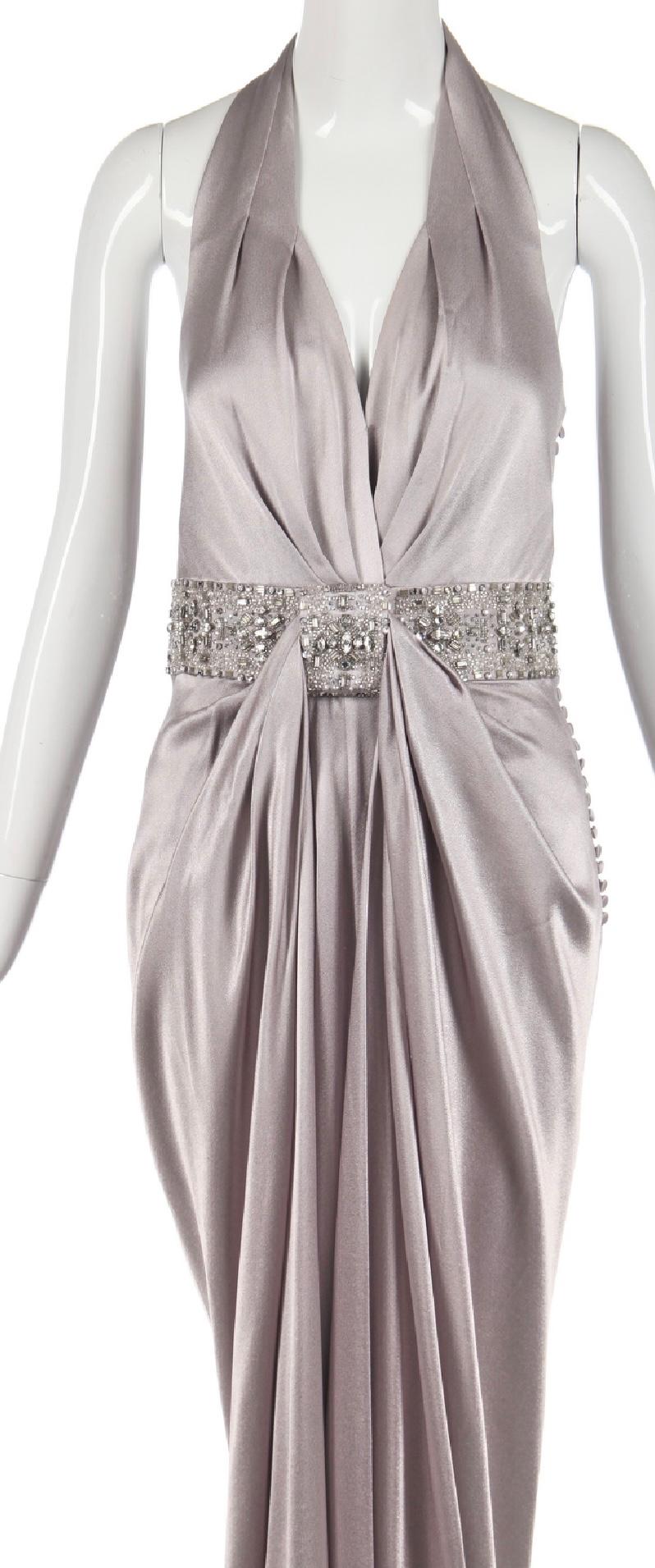 Christian Dior by John Galliano Silver Embellished Gown In Excellent Condition In San Francisco, CA