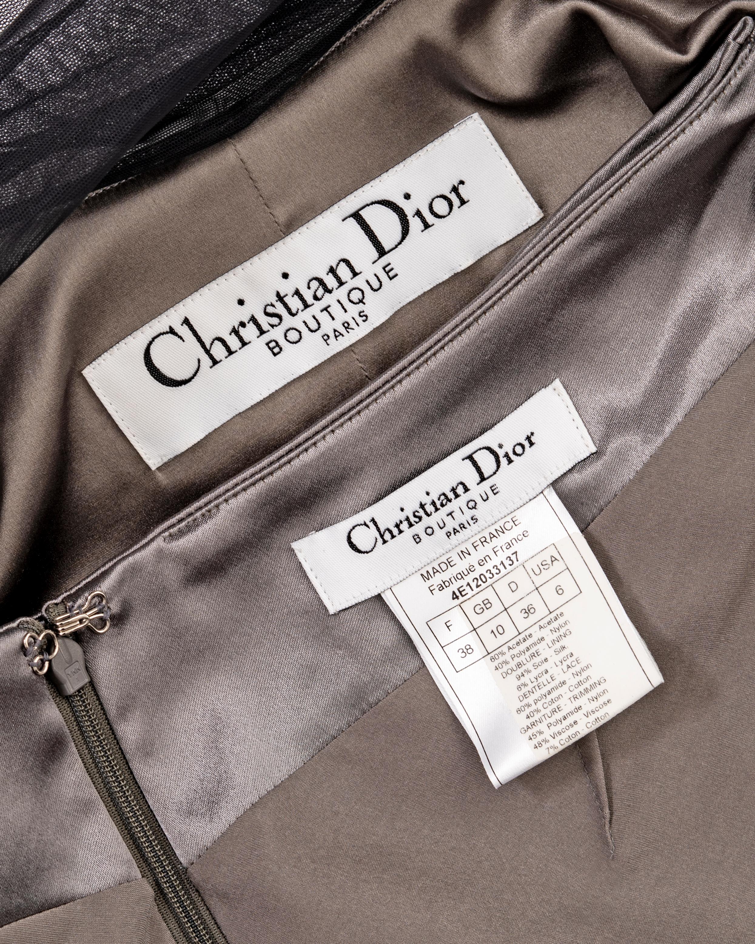 Christian Dior by John Galliano silver-grey stretch satin skirt suit, ss 2004 14