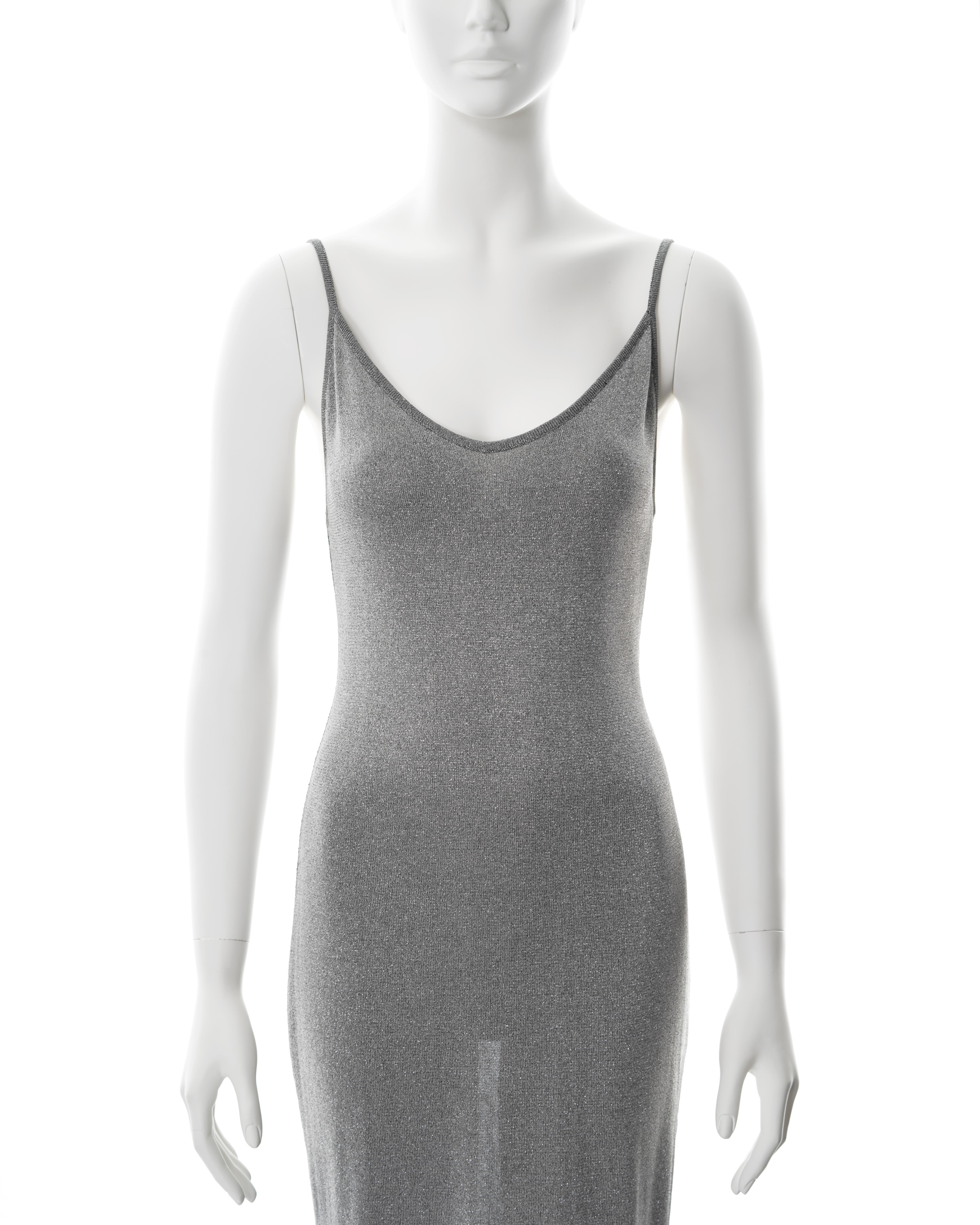Christian Dior by John Galliano silver knitted lurex evening slip dress, fw 1998 In Excellent Condition In London, GB
