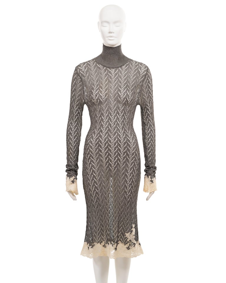 dior knit dress Dior Knit Dress & Jacket Set in Grey / Cream BRAND ON VINTAGE