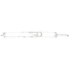 Christian Dior by John Galliano Silver-Tone Flame D Choker Necklace