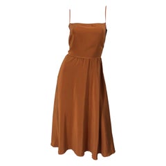 Christian Dior John Galliano Size 8 / 10 Terra Cotta Tan Silk Vintage Slip Dress