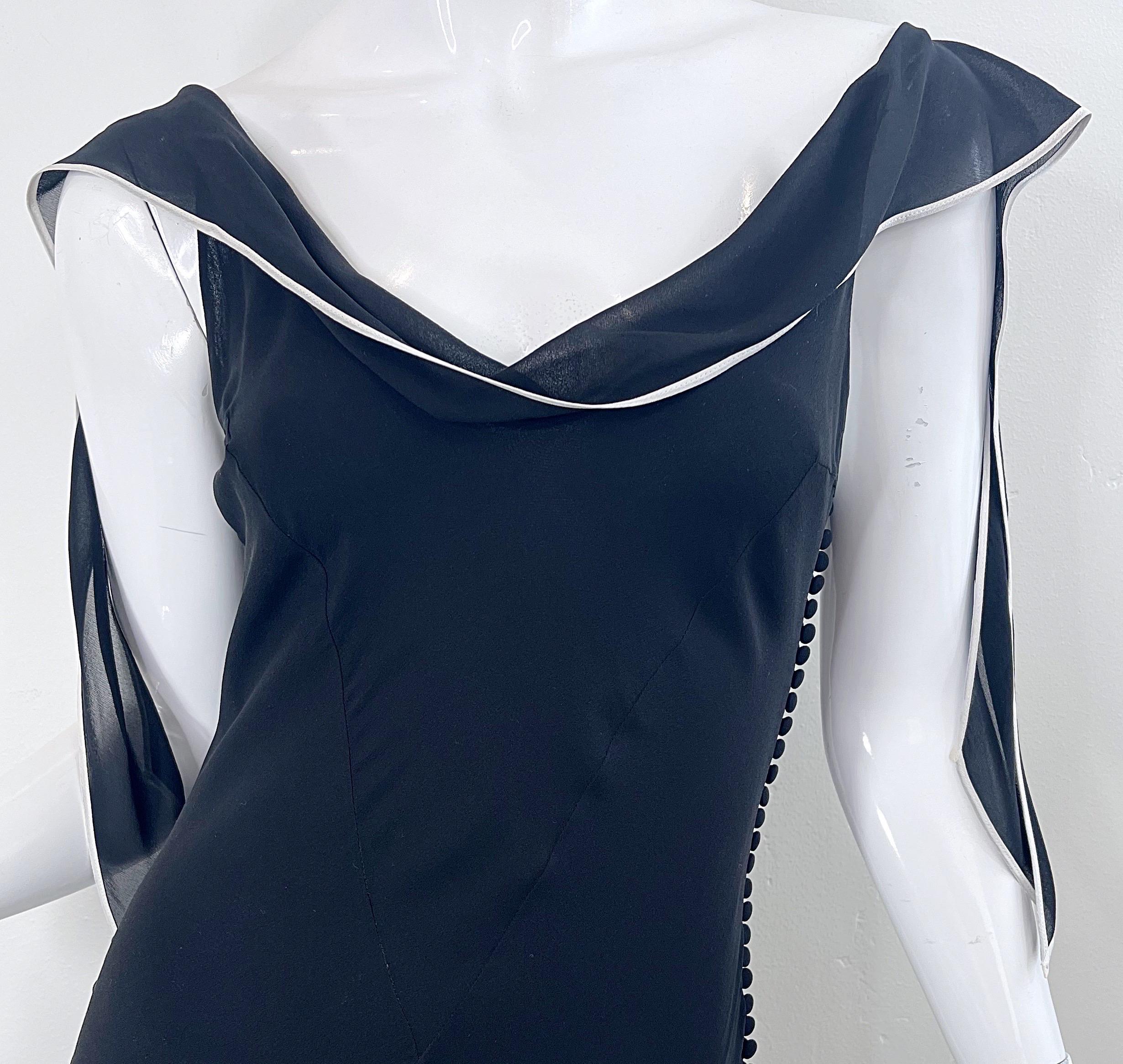 Christian Dior by John Galliano S/S 2005 Size 6 Black White Silk Chiffon Dress For Sale 3