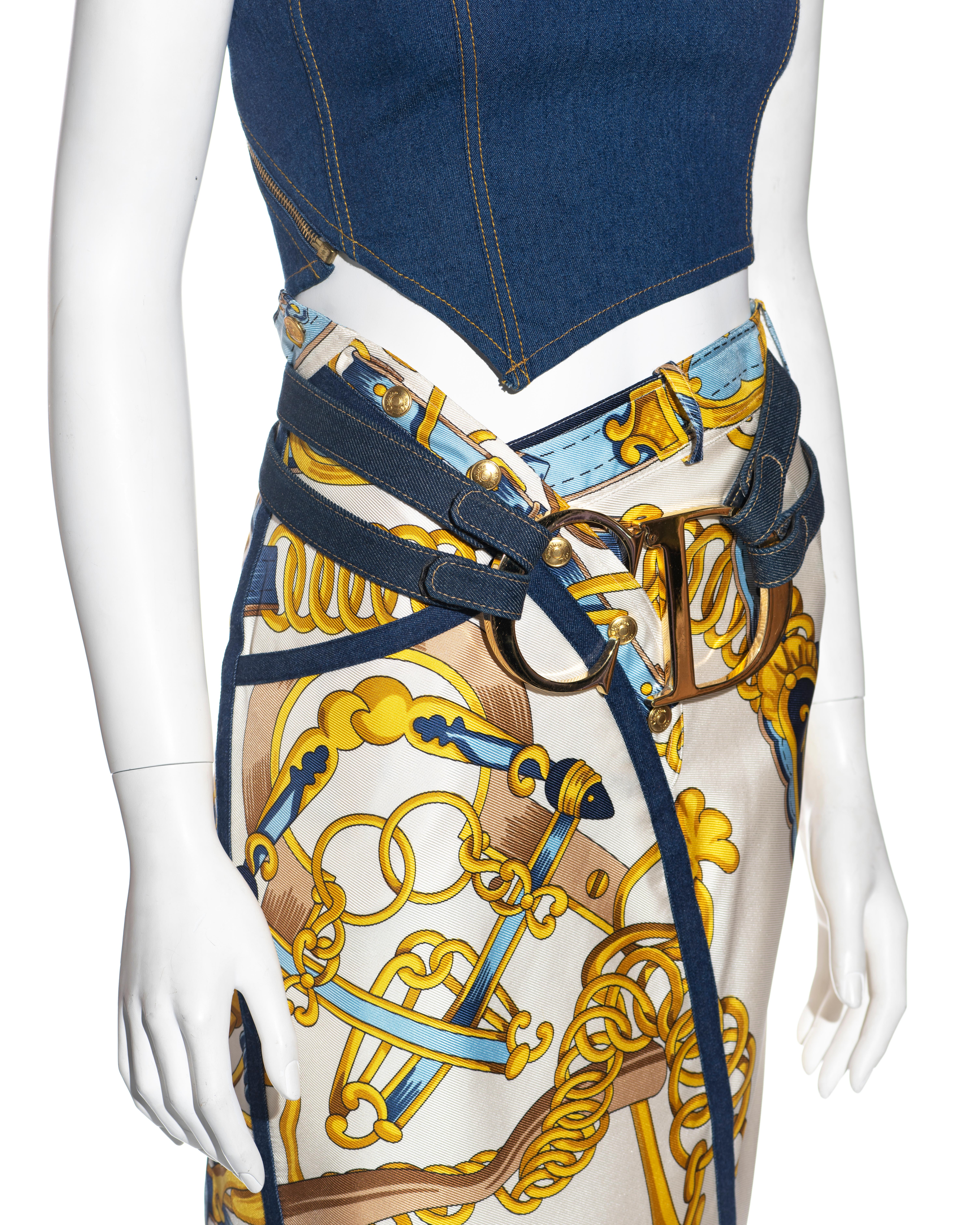 Women's Christian Dior by John Galliano skirt, top and belt ensemble, ss 2000