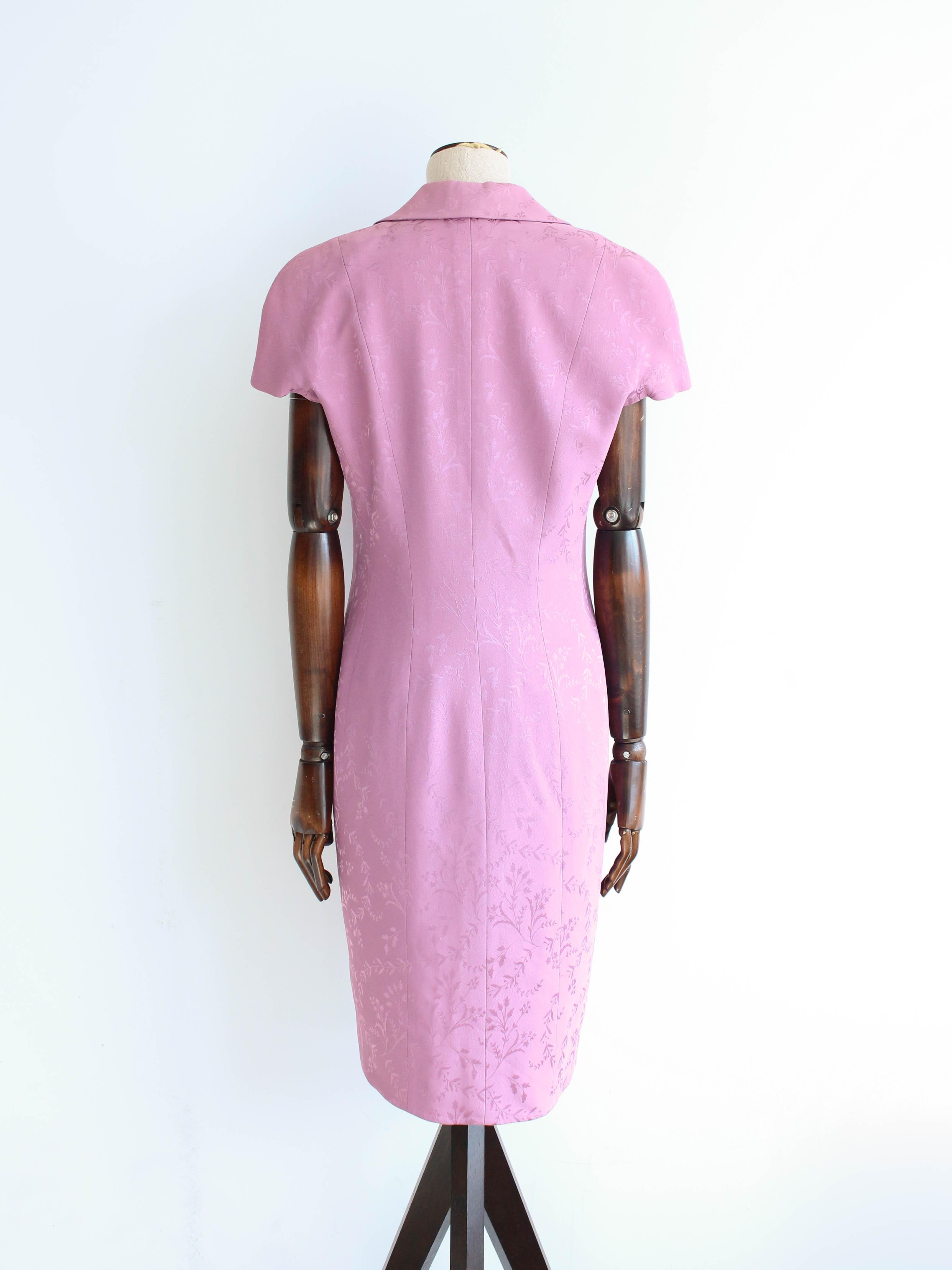 Donna Christian Galliano for Christian Dior Primavera 1998 Mini abito e giacca in damasco lilla in vendita